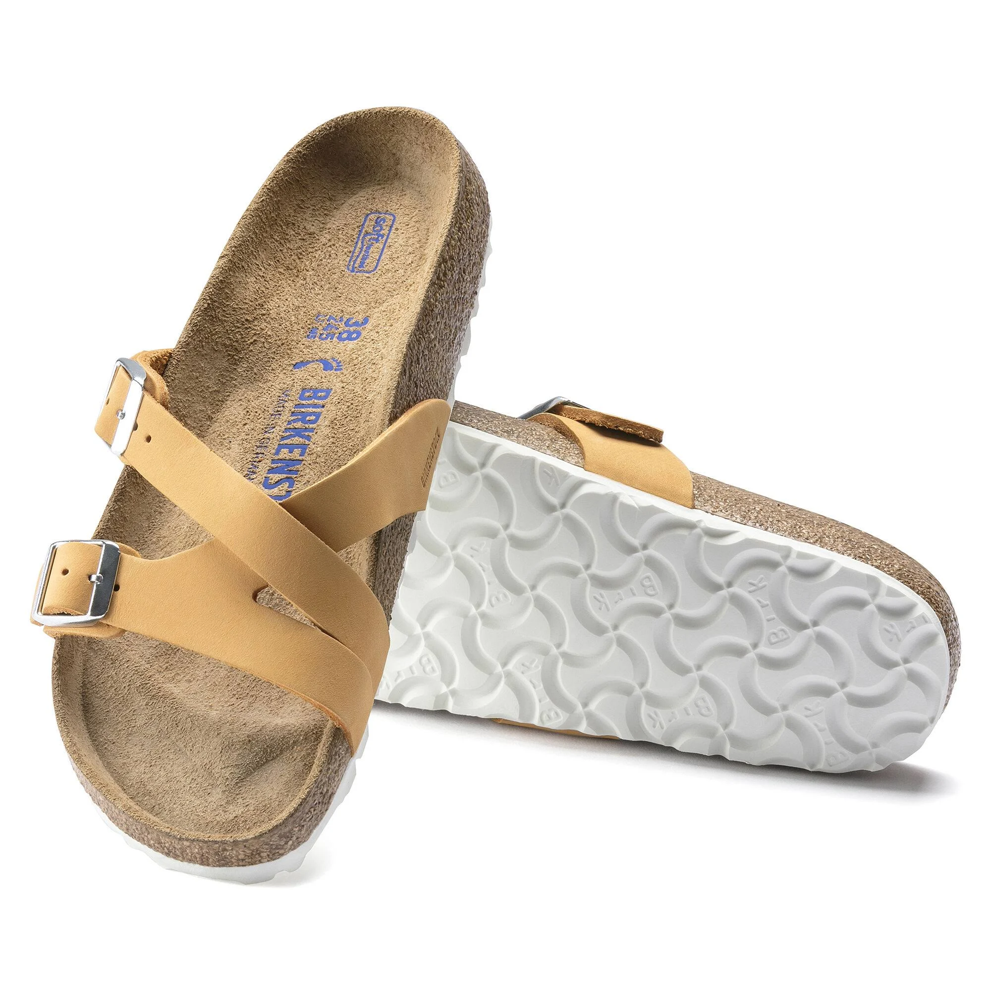 Birkenstock Yao Balance Nubuck Leather Apricot Two-Strap Sandals