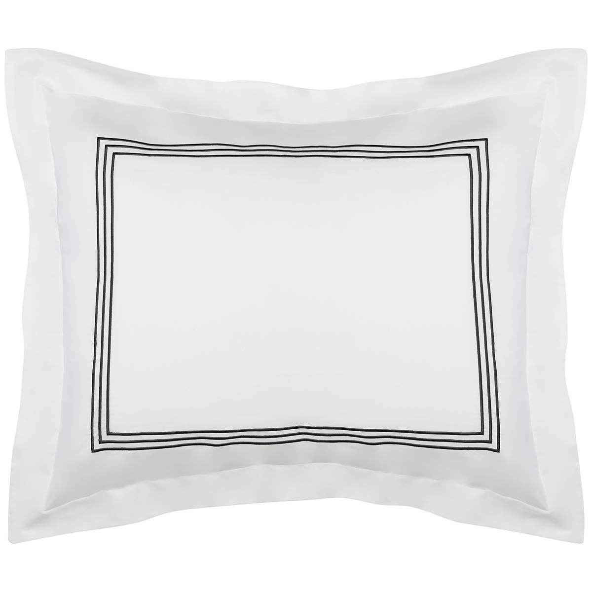Cassadecor Embroidered Triple Line Bedding Sham Set - Black - Standard