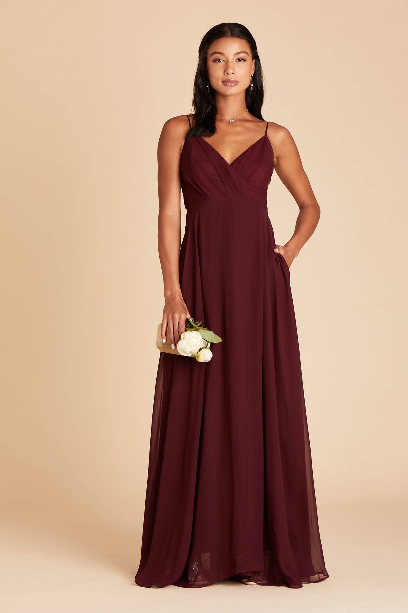 Birdy Grey Kaia Chiffon Bridesmaid Dress in Cabernet L / Cabernet