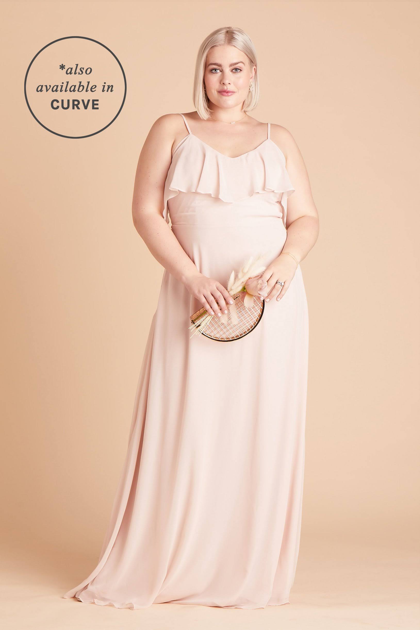 Birdy Grey Jane Convertible Chiffon Bridesmaid Dress in Pale Blush XXL / Pale Blush / No Slit