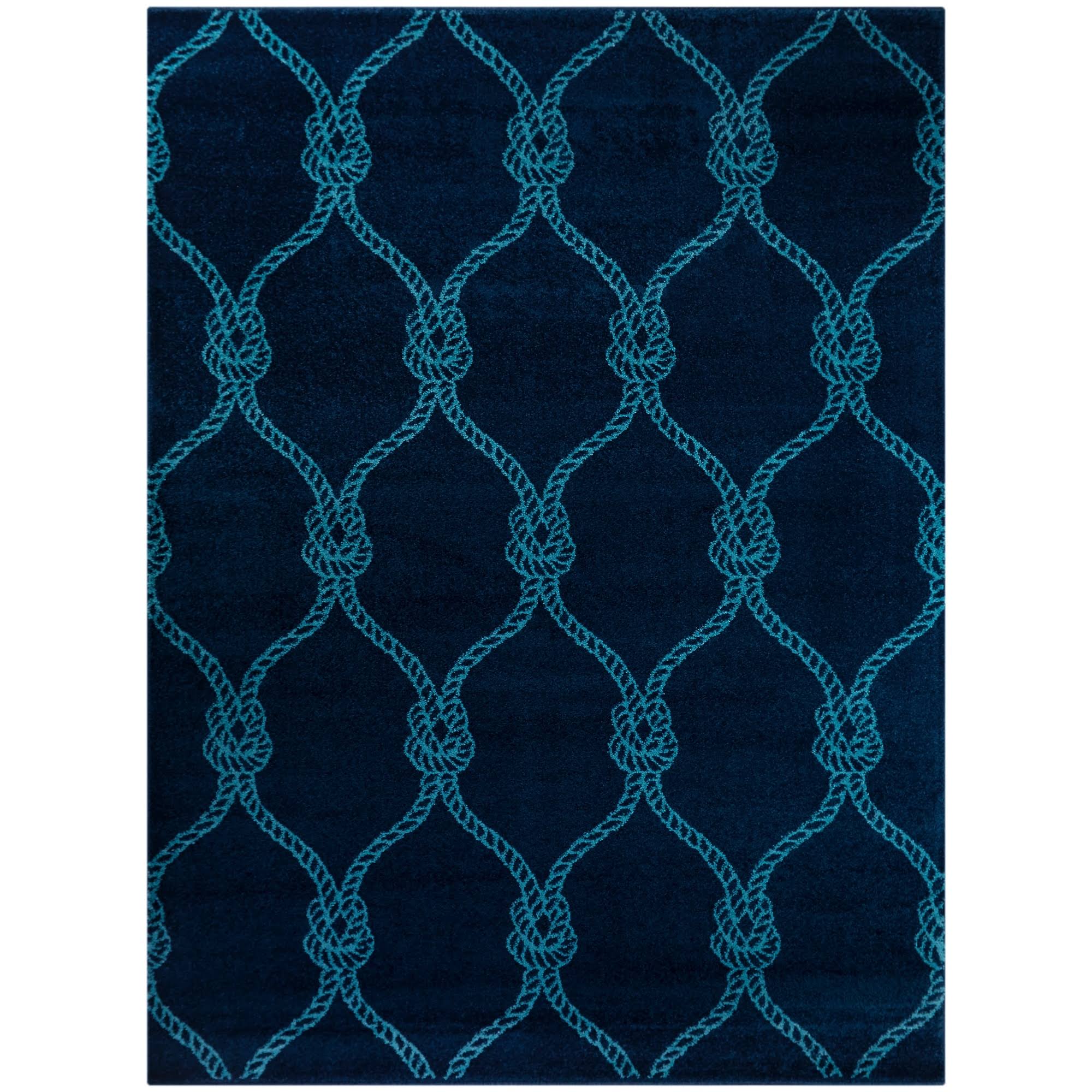 Fischer Nautical Trellis Coastal Area Rug - 2&7x22 x 7& Runner - Navy