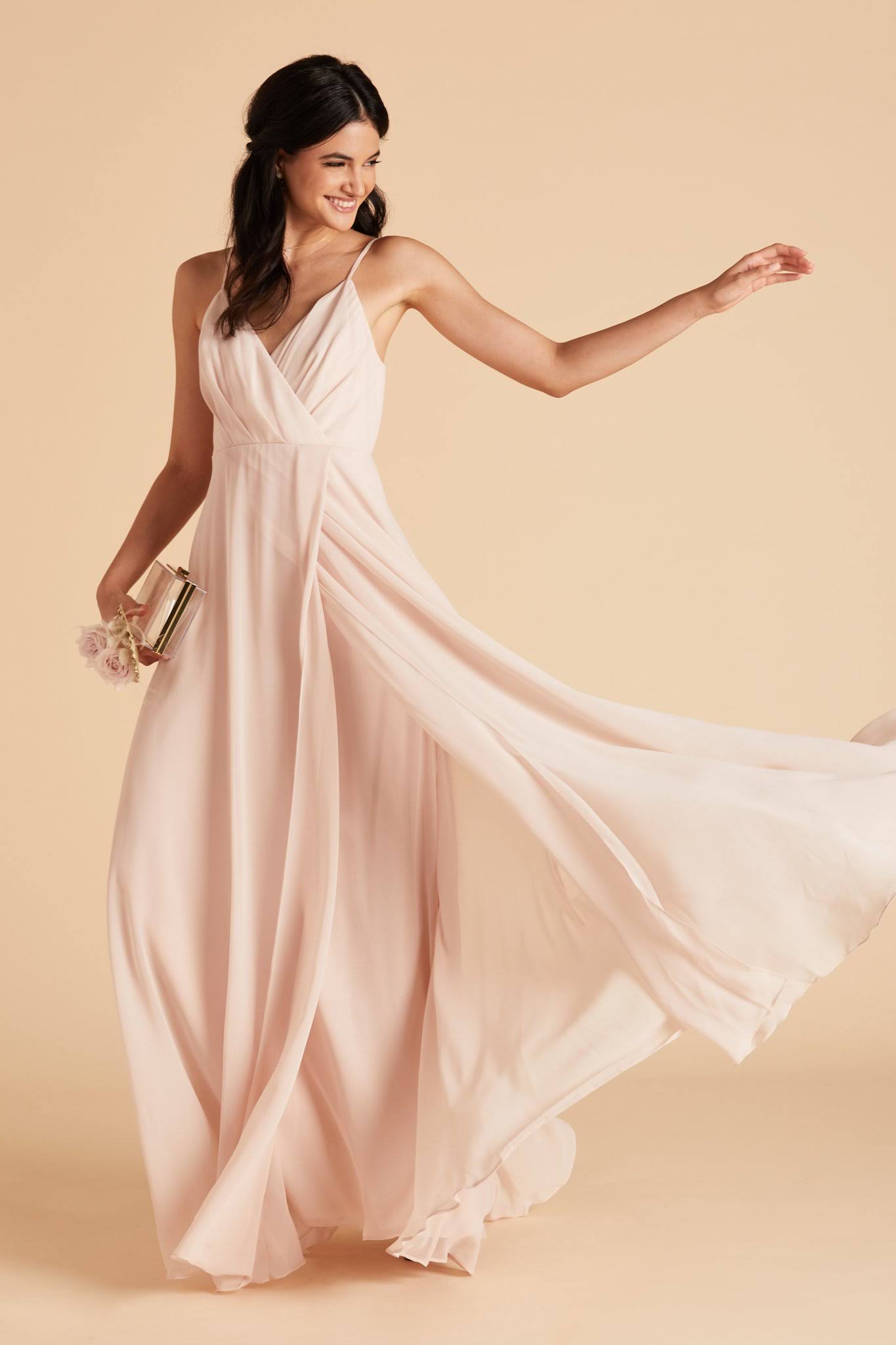 Birdy Grey Kaia Chiffon Bridesmaid Dress in Pale Blush S / Pale Blush