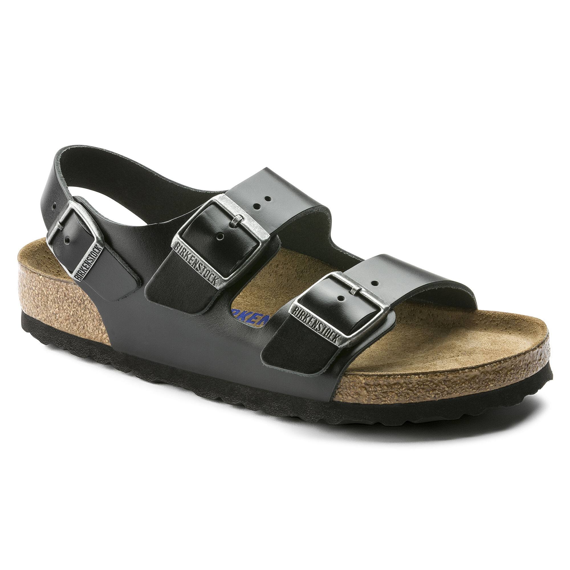 Birkenstock 234531: Milano Black Unisex Soft Footbed Leather Sandal (38 M EU)