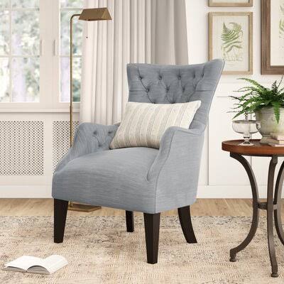30.25x22 Wide Tufted Polyester Wingback Chair Birch Lane Fabric: Gray