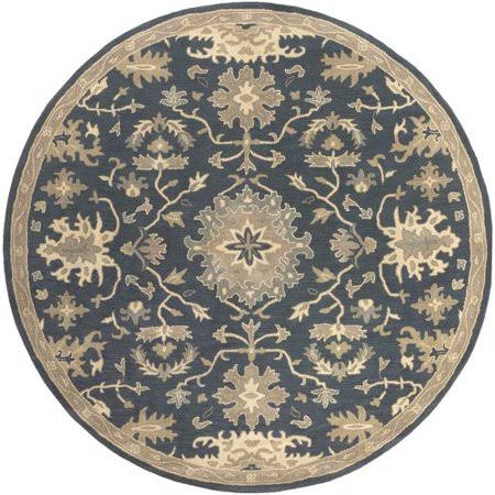 Charlton Home Willard Navy & Olive Area Rug Rug Size: Round 8&