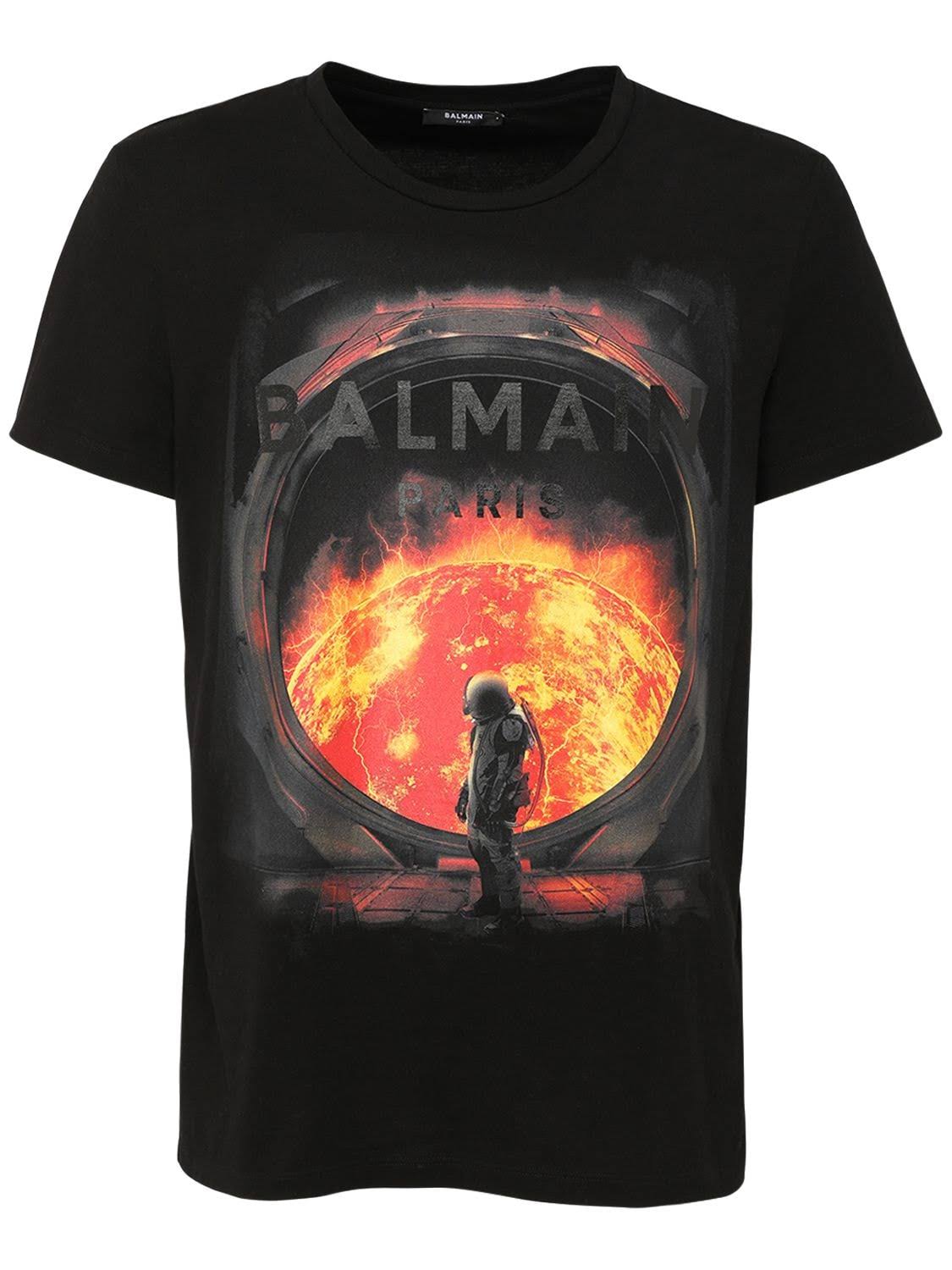 Balmain Black Apocalypse Print T-Shirt Size: S