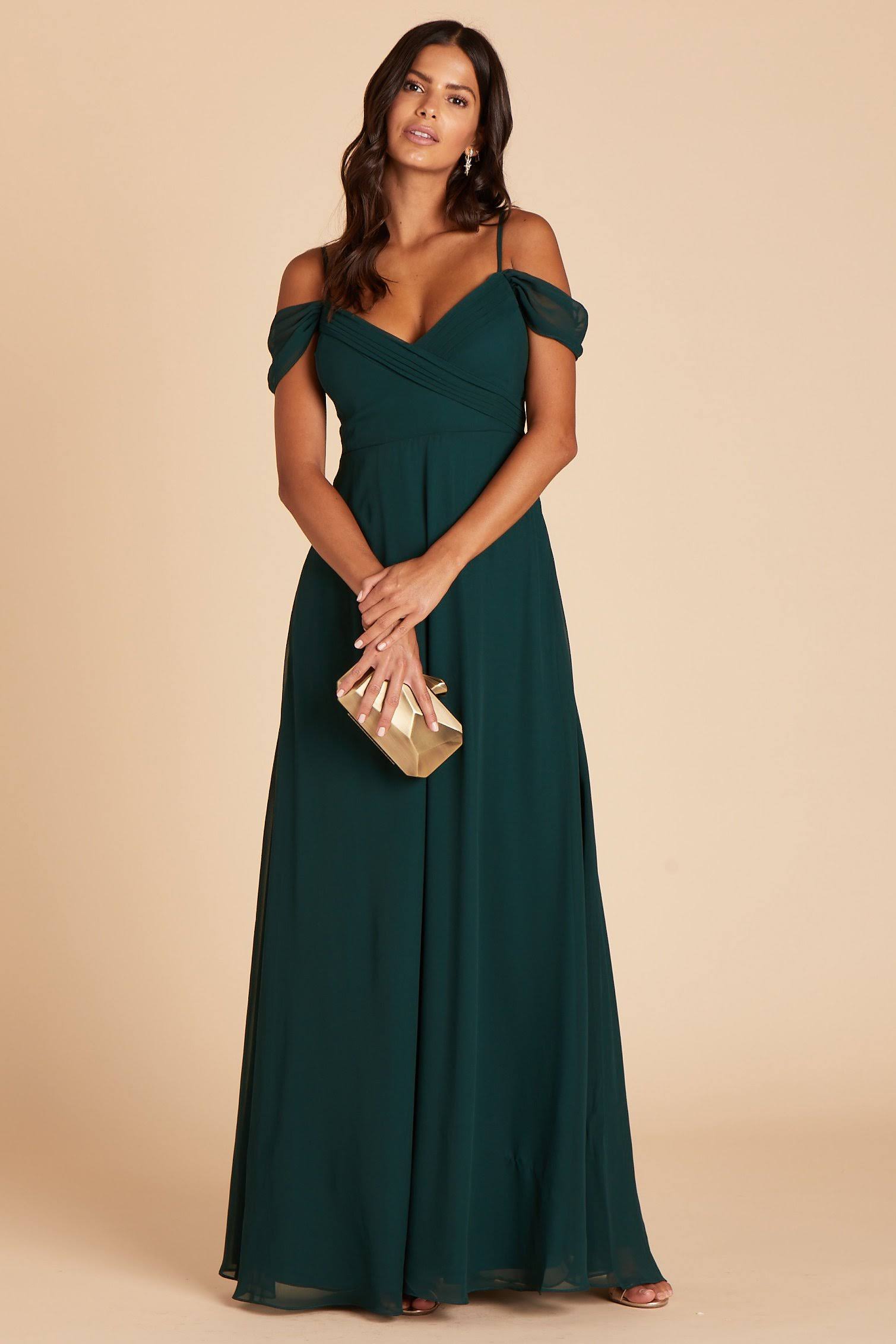 Birdy Grey Spence Convertible Chiffon Bridesmaid Dress in Emerald S / Emerald / No Slit