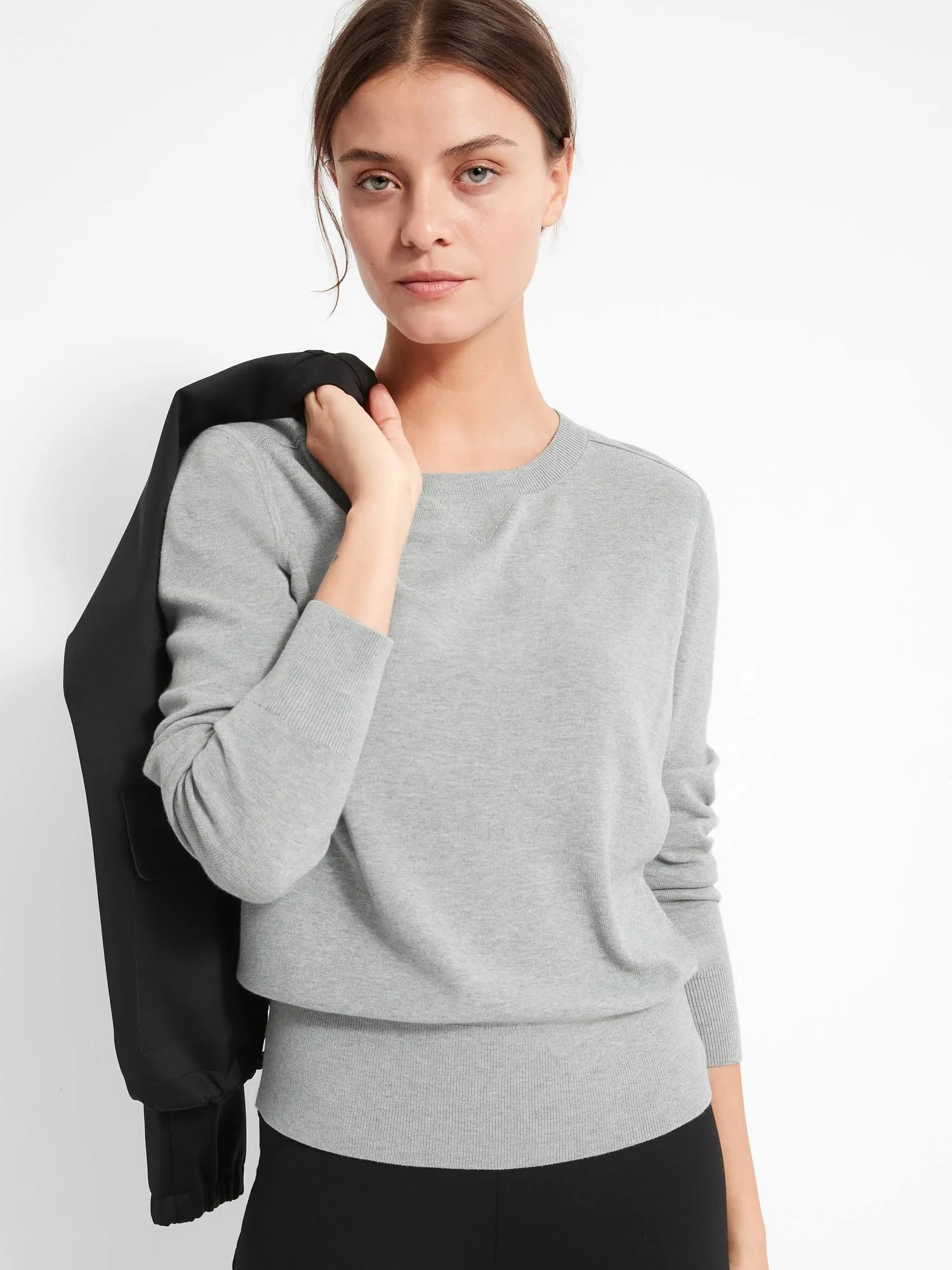 Banana Republic Women's Crew-Neck Sweater Heather Gray Size XL