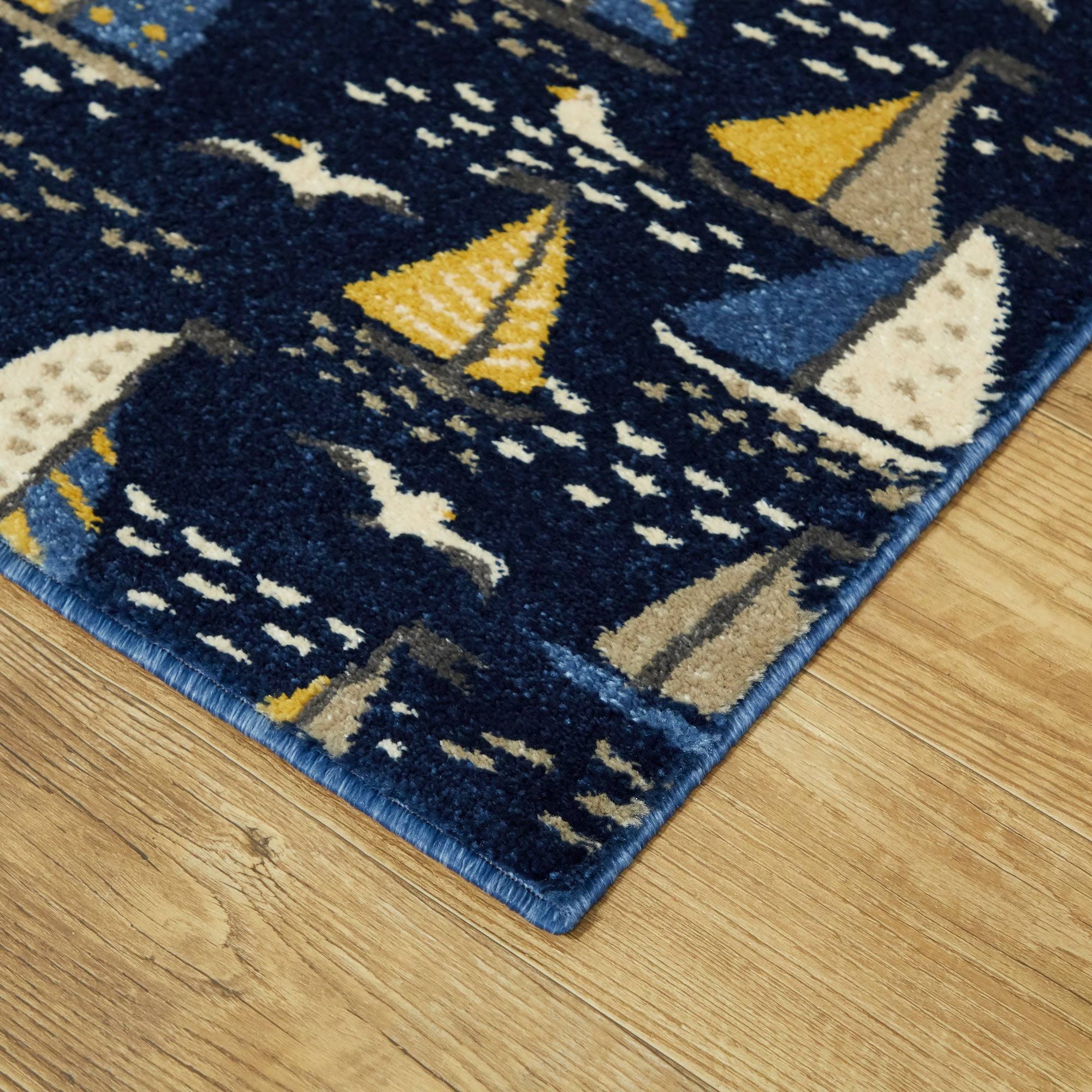 BALTA Bay Marina Navy 5 ft. x 7 ft. Coastal Boat Area Rug, Blue