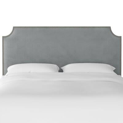 Alamak Velvet Notched Nail Button Upholstered Panel Headboard Willa Arlo Interiors Size: Full, Color: Steel Gray