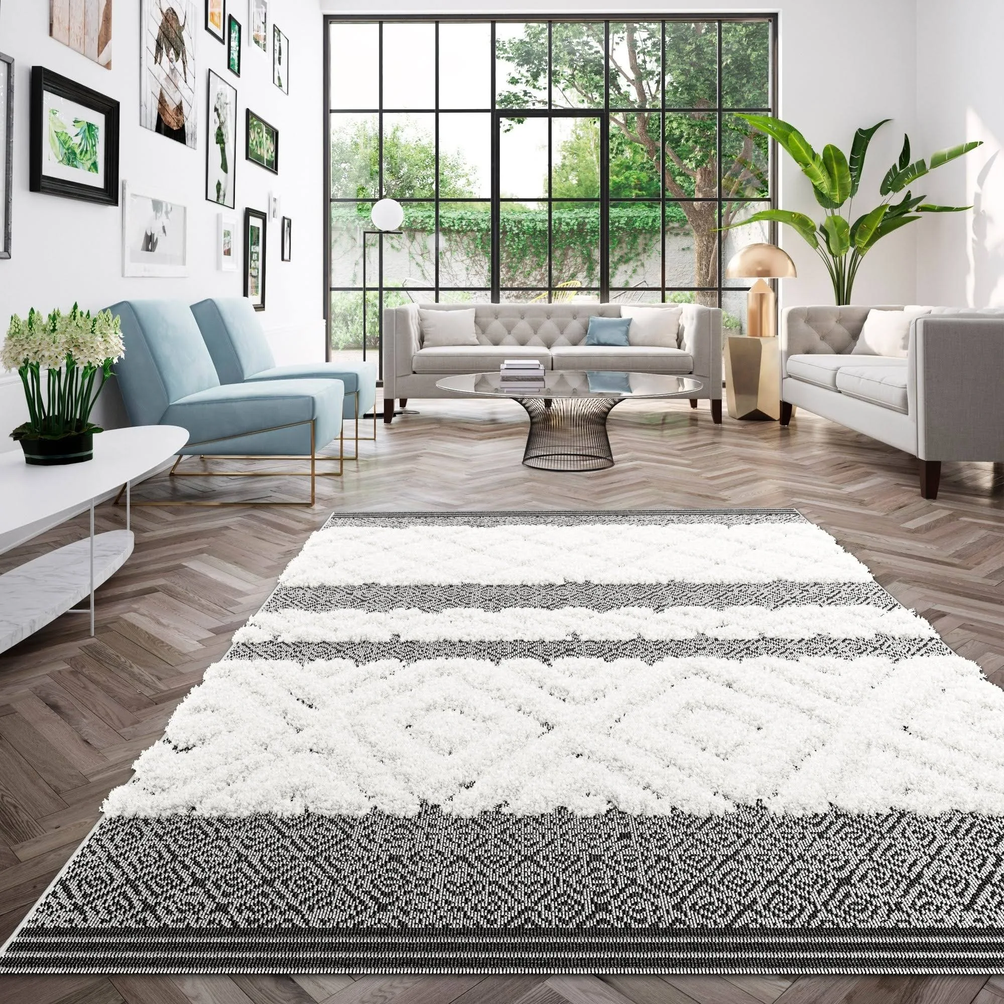 Carlyle Scandinavian Area Rug - 7&10x22 x 10& - White