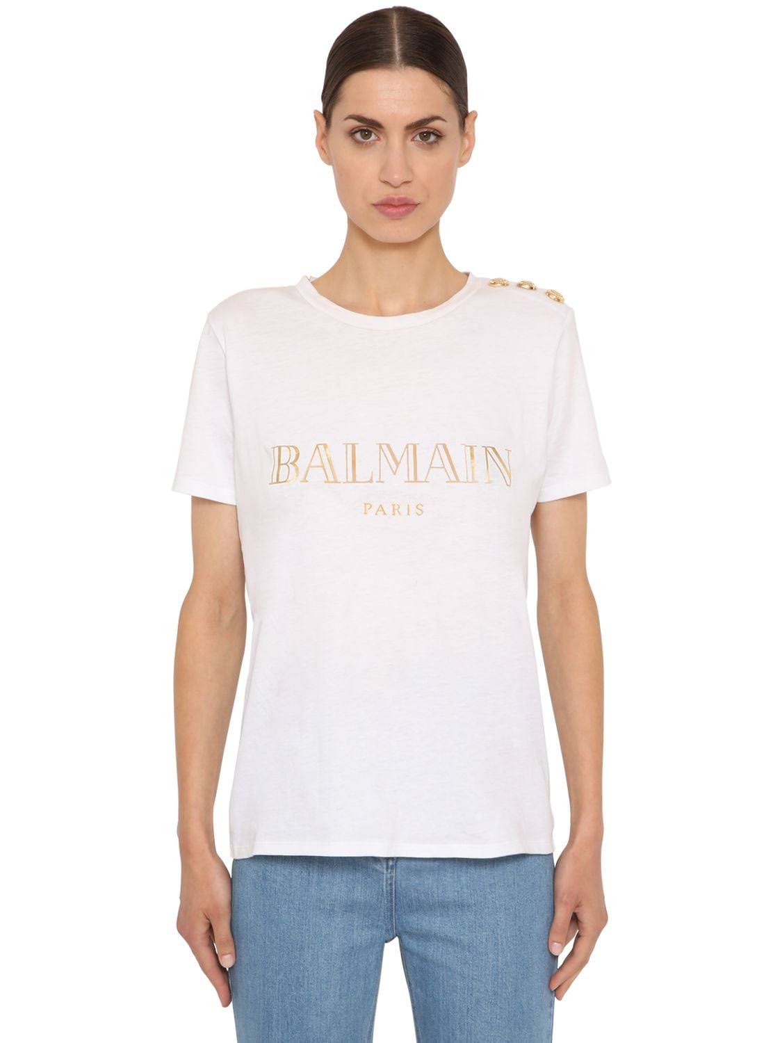 Balmain - Vintage Logo T-Shirt, Women , White