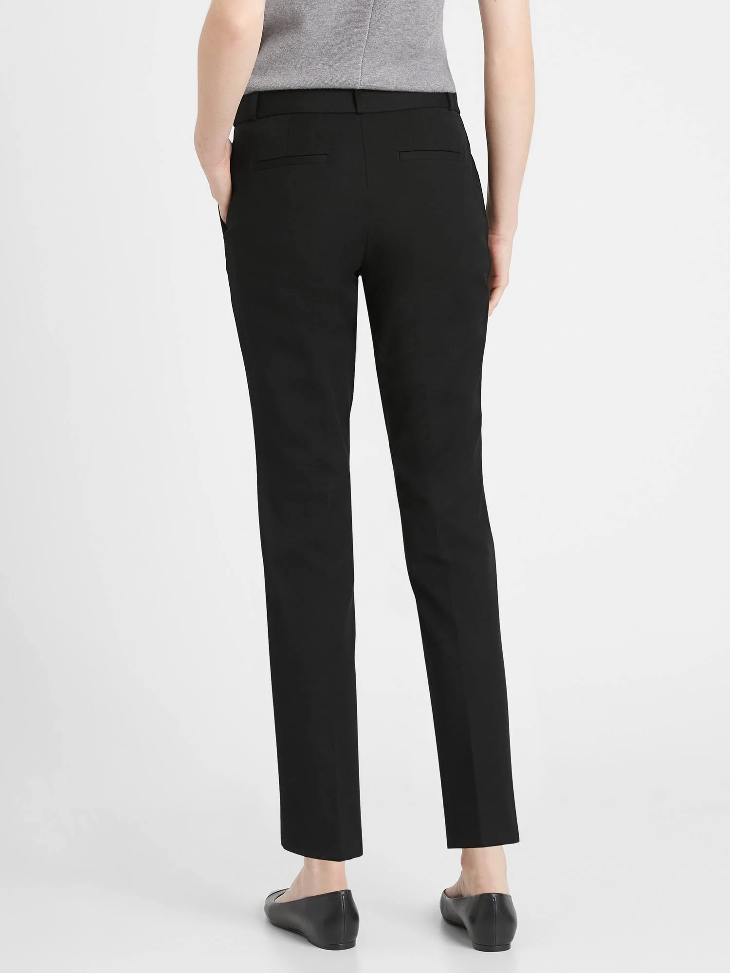 Banana Republic Women's Ryan Slim Straight-Fit Washable Bi-Stretch Pant Black Size 14 Regular