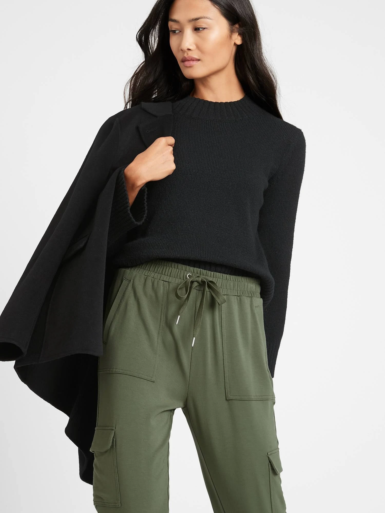 Banana Republic Women's Baby Terry Cargo Jogger Flight Jacket Green Size L