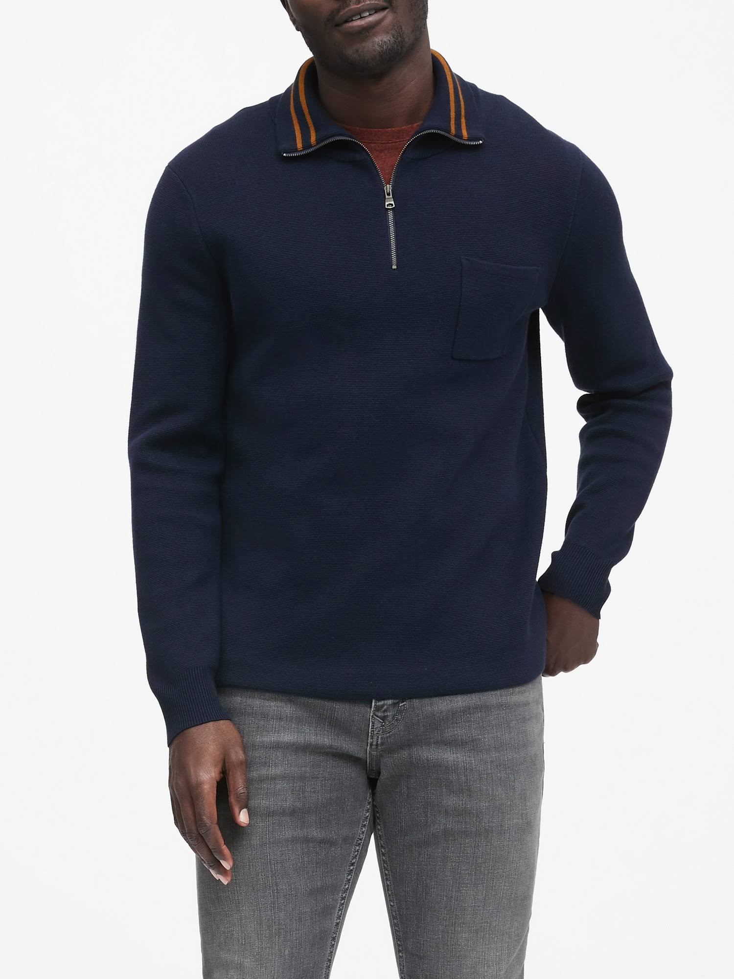 Banana Republic Men's Heritage Supima Cotton Half-Zip Sweater Navy Size S