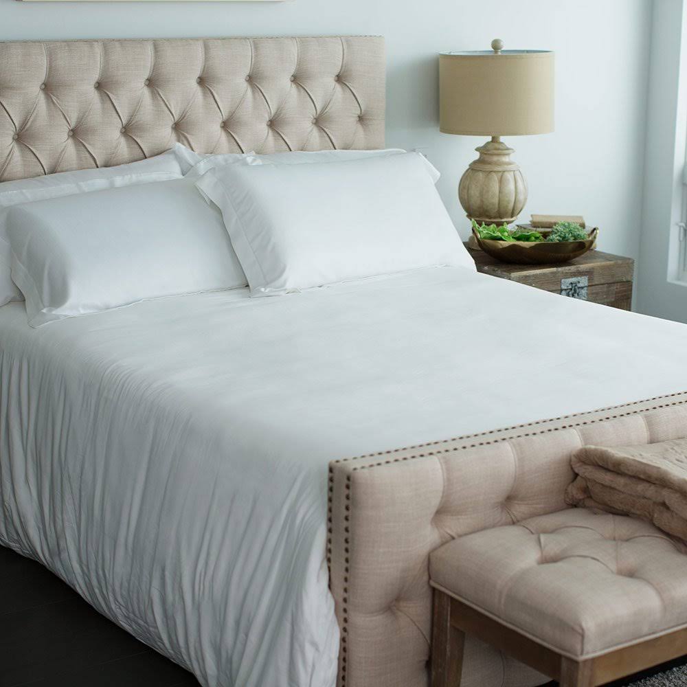 Bamboo Sateen Duvet Cover - White-King