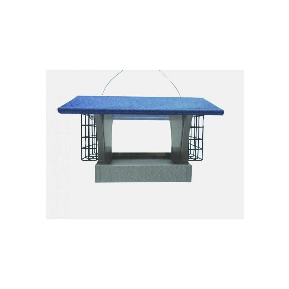 Birds Choice Solutions Recycled Hopper Bird Feeder, Blue