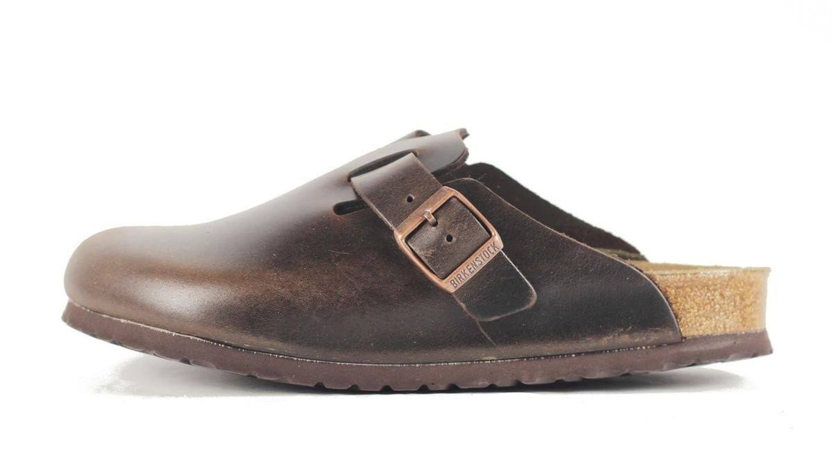 Birkenstock Boston Amalfi Leather Soft Footbed, Adult Unisex, Size: 41 R, Brown Amalfi Leather