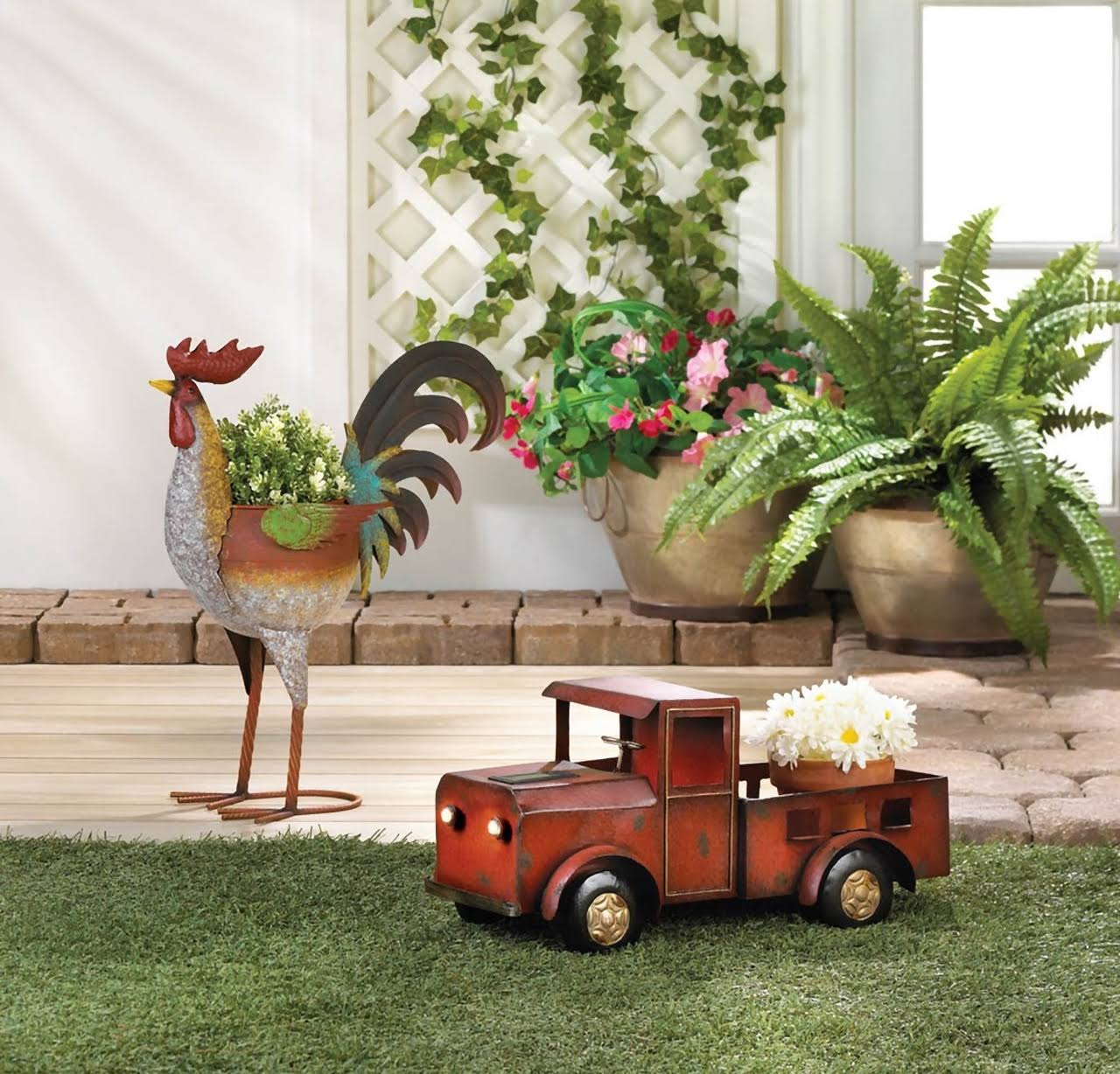 Red Truck Solar Light Planter