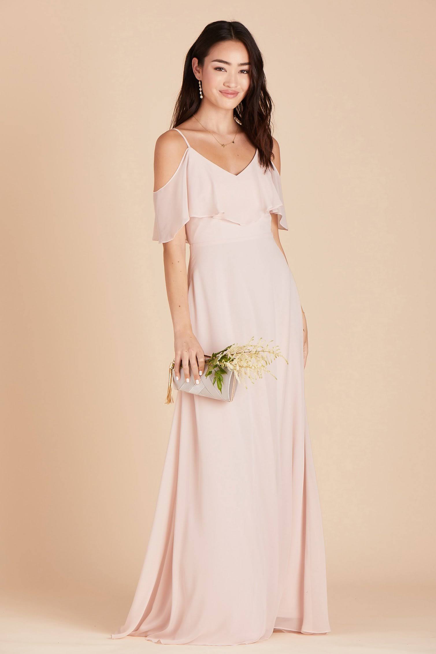 Birdy Grey Jane Convertible Chiffon Bridesmaid Dress in Pale Blush Xs / Pale Blush / No Slit