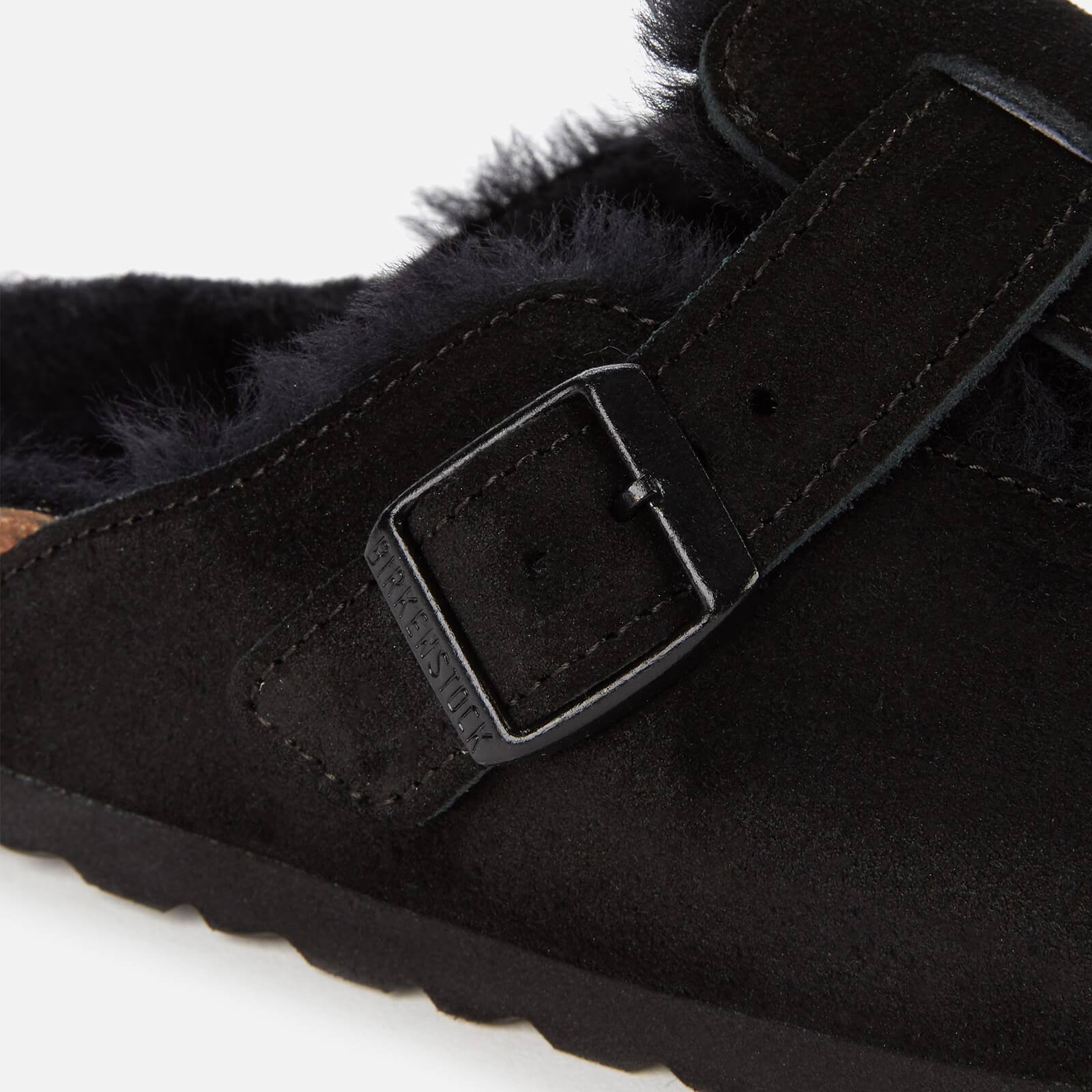 Birkenstock Boston Suede Leather Black Shearling Clogs