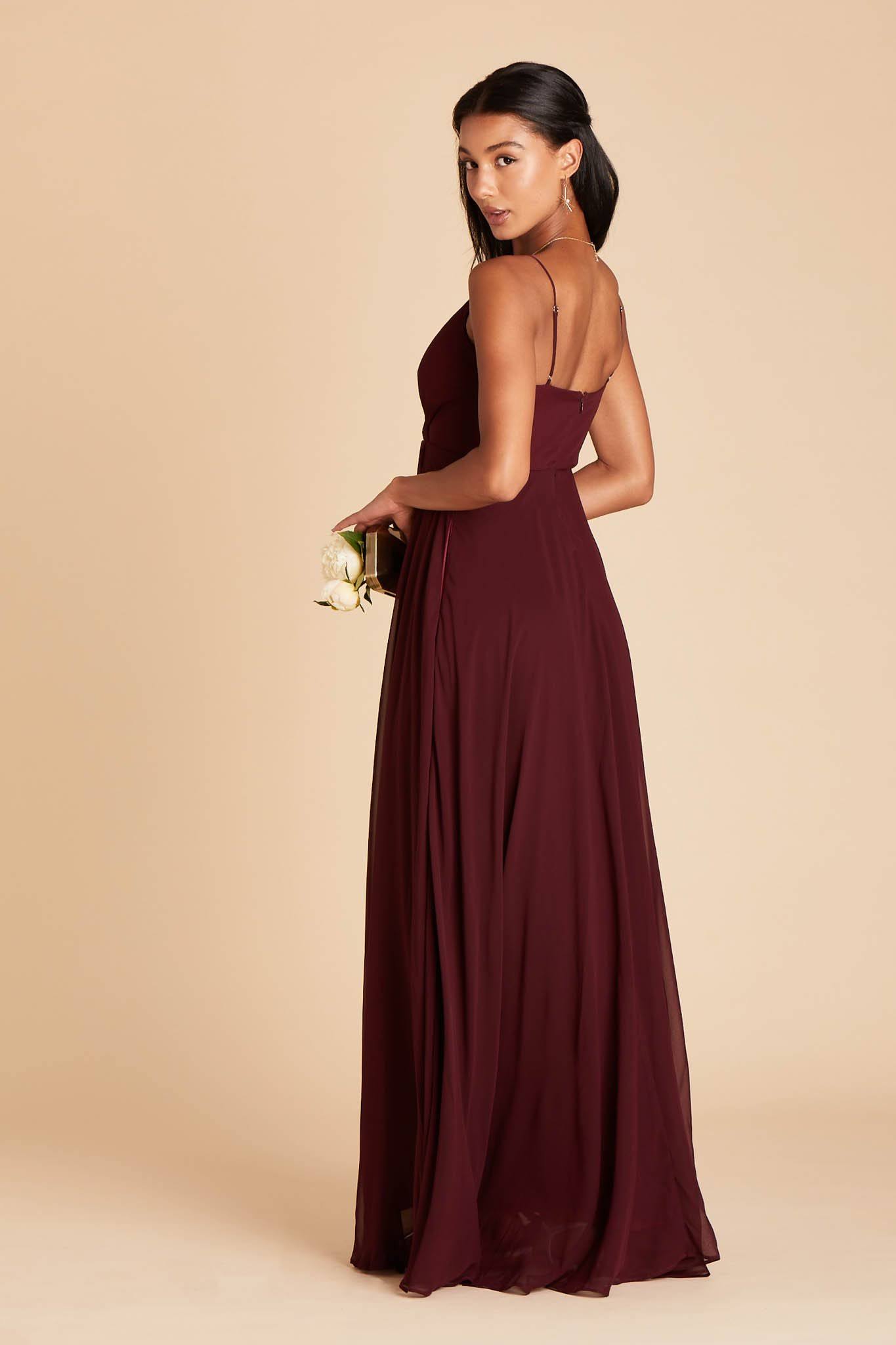 Birdy Grey Kaia Chiffon Bridesmaid Dress in Cabernet Xs / Cabernet