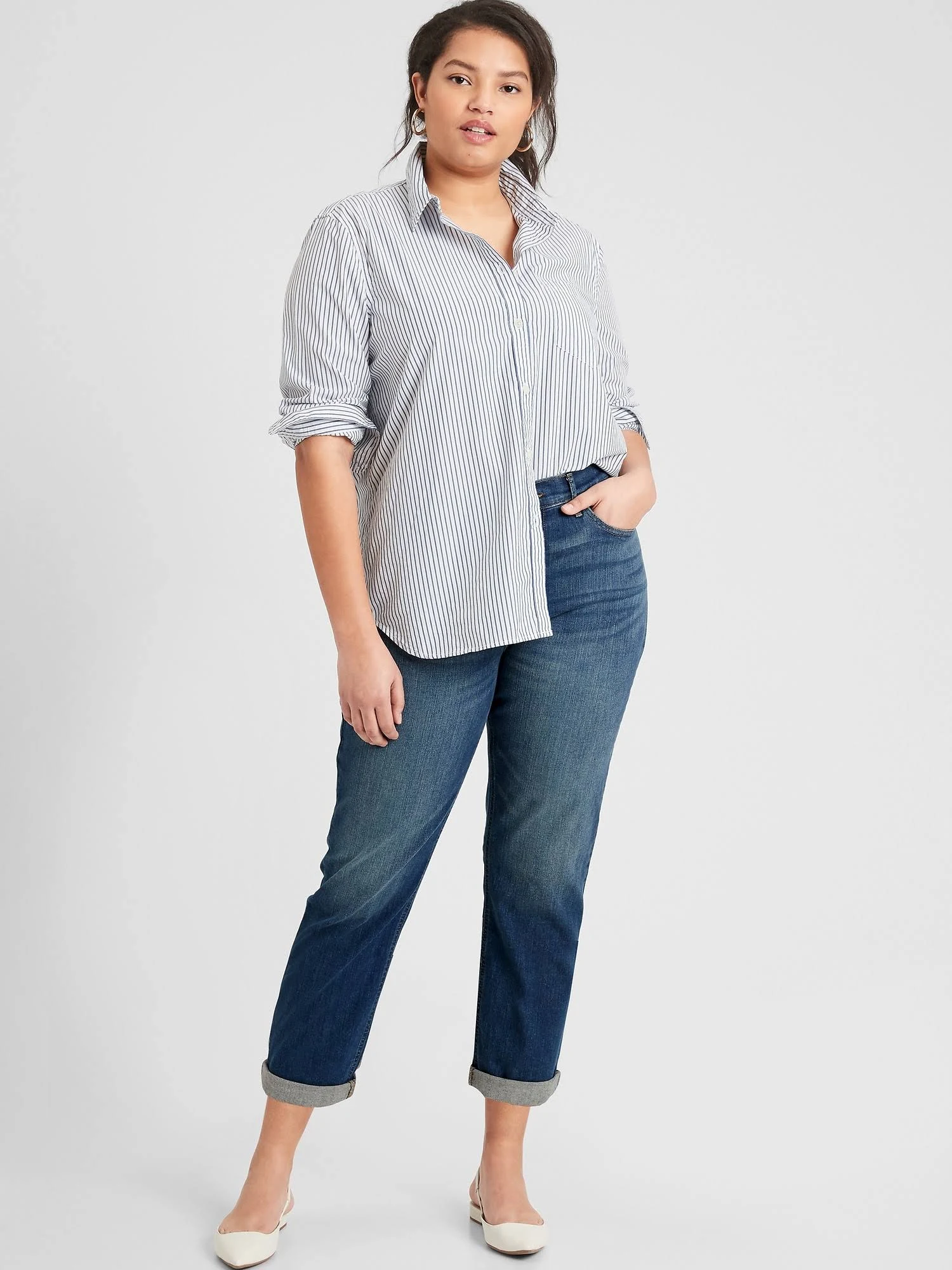 Women's Low-Rise Dark Wash Girlfriend Jean Dark Wash