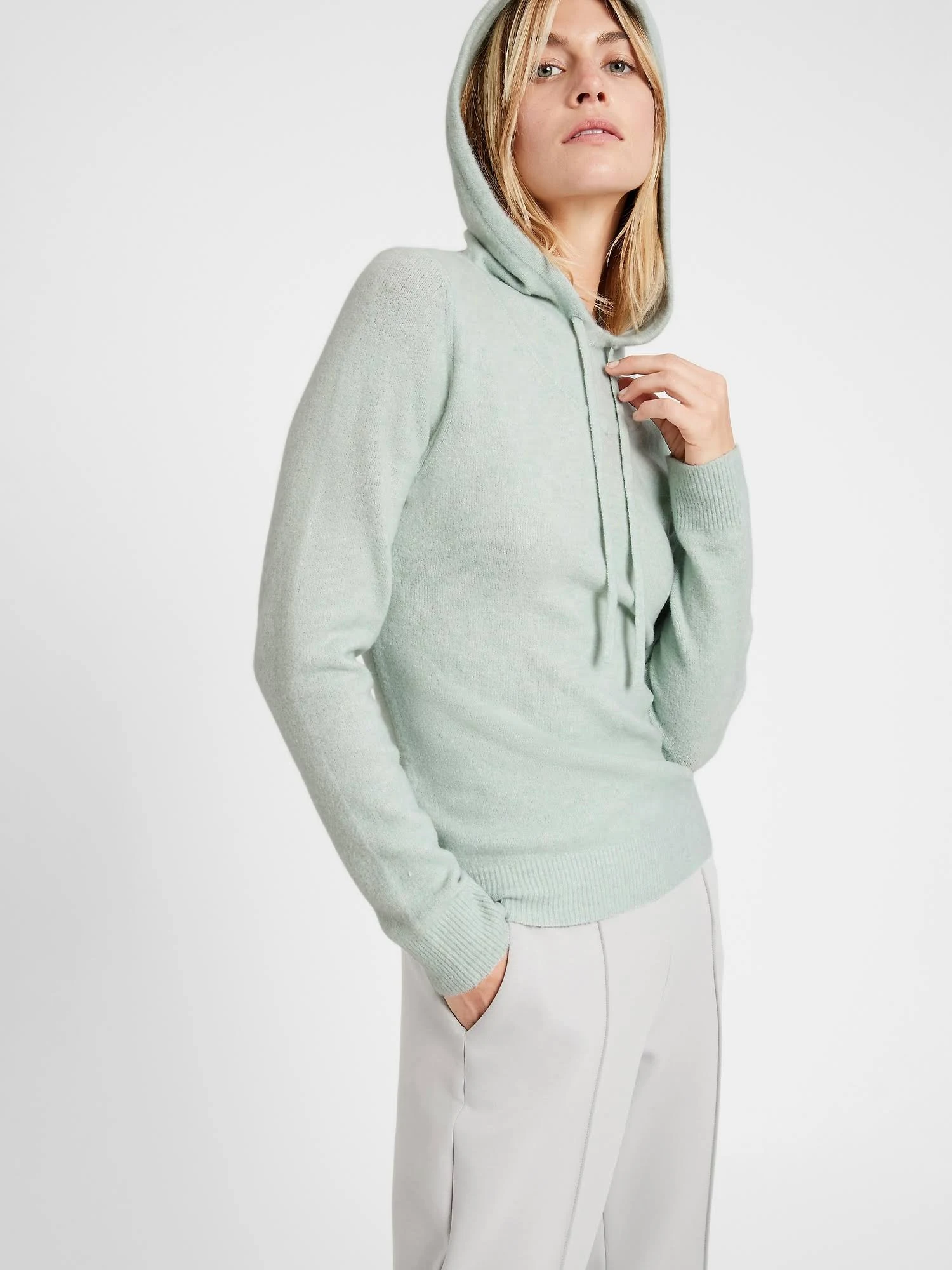Banana Republic Women's Sweater Hoodie Green Sage Mist Size Xs