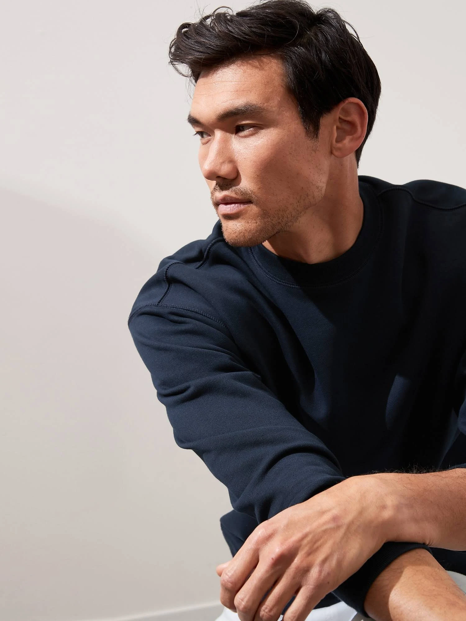 Banana Republic Men's French Terry Crew-Neck Sweatshirt Navy Size Xs