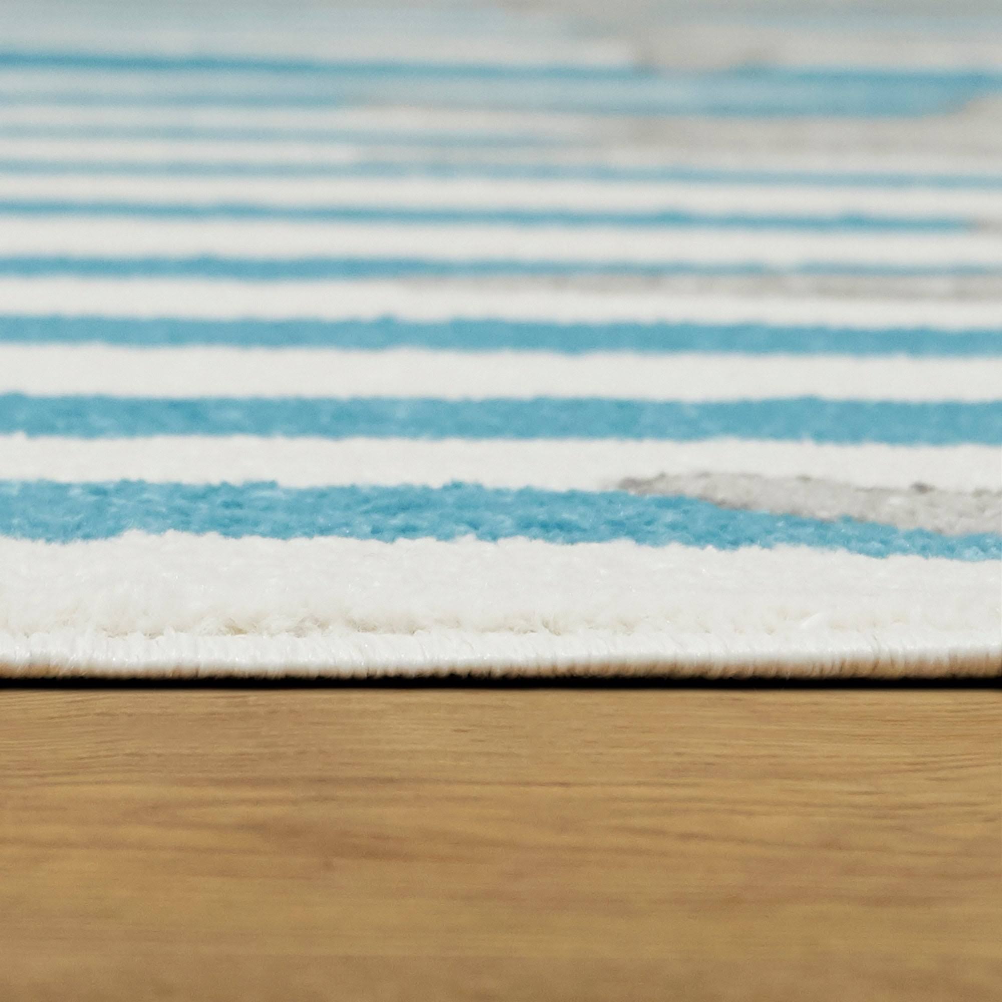 Sereia Starfish Coastal Striped Area Rug - 2&7x22 x 7& Runner - Navy/Teal