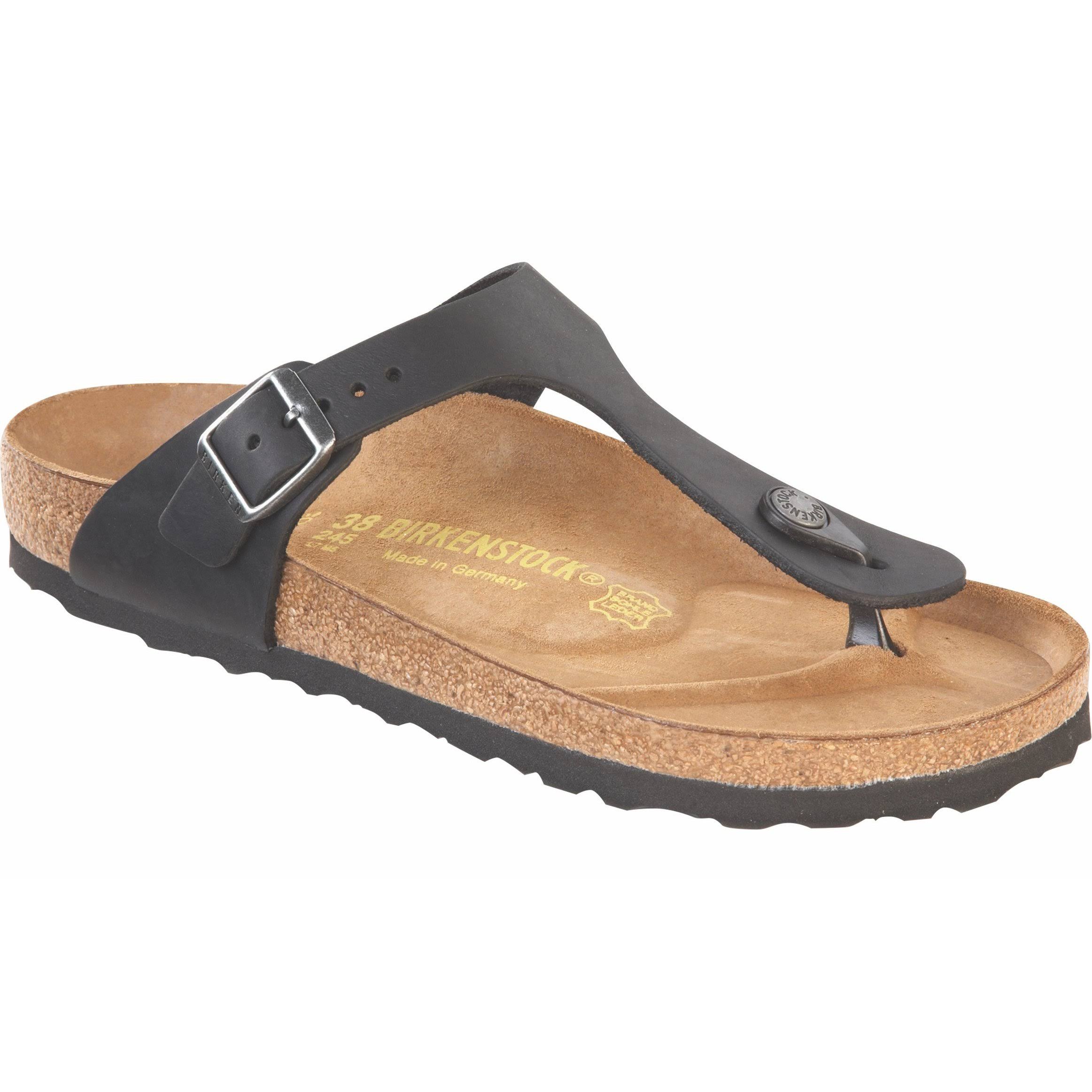 Birkenstock Gizeh Oiled Leather Women's Sandals Black Oiled Leather : 40 (US Women's 9-9.5) Regular