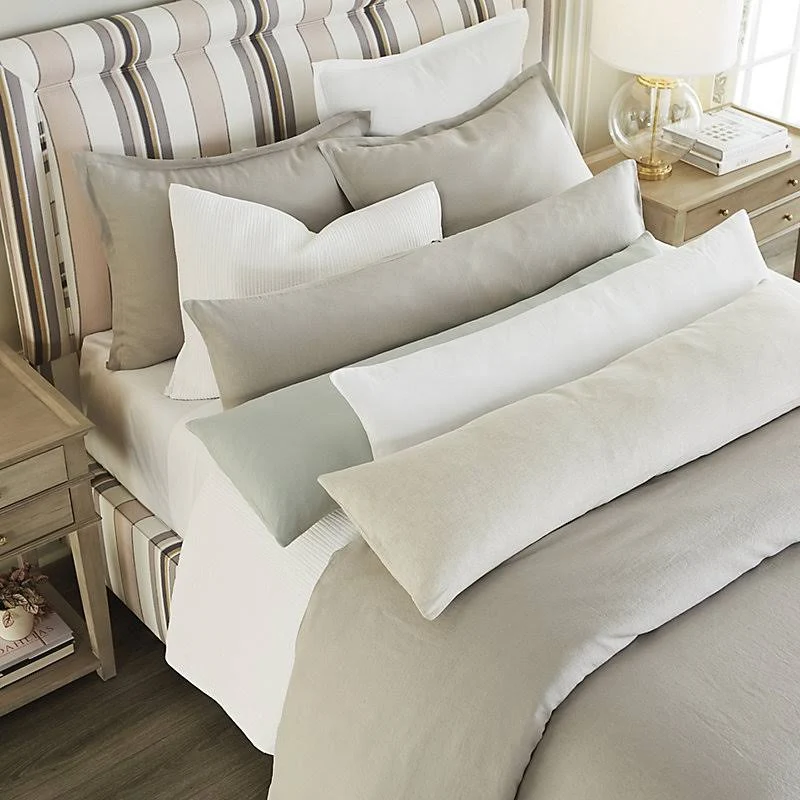 Signature Stonewashed Belgian Linen Lumbar Pillow Cover Spa 14x22 x 60x22 - Ballard Designs