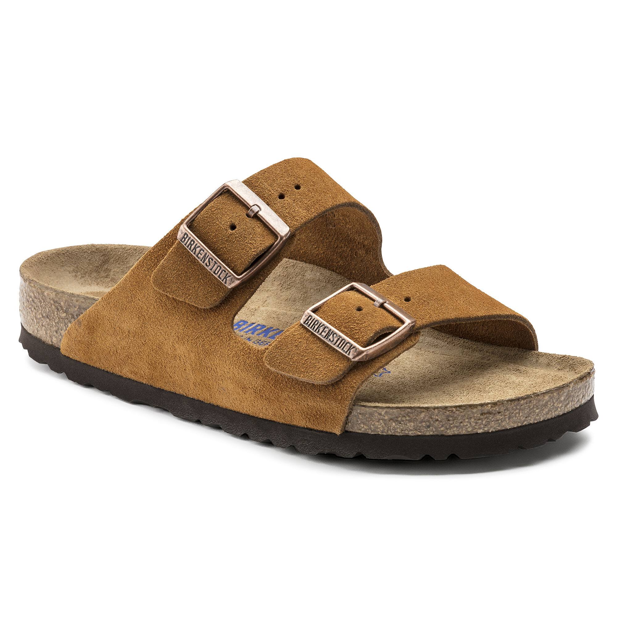 Birkenstock Arizona Suede Leather Mink Two-Strap Sandals