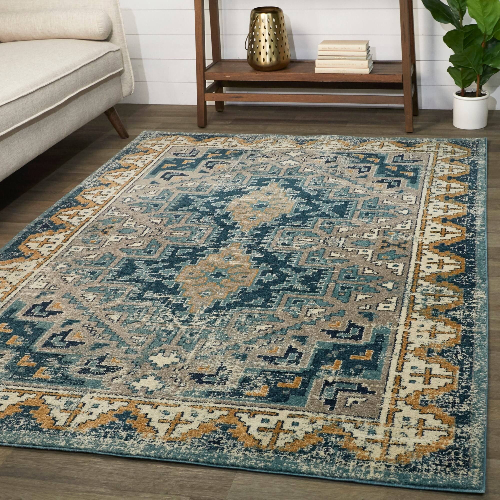 BALTA Herrera Taupe 5 ft. x 7 ft. Distressed Medallion Area Rug, Brown