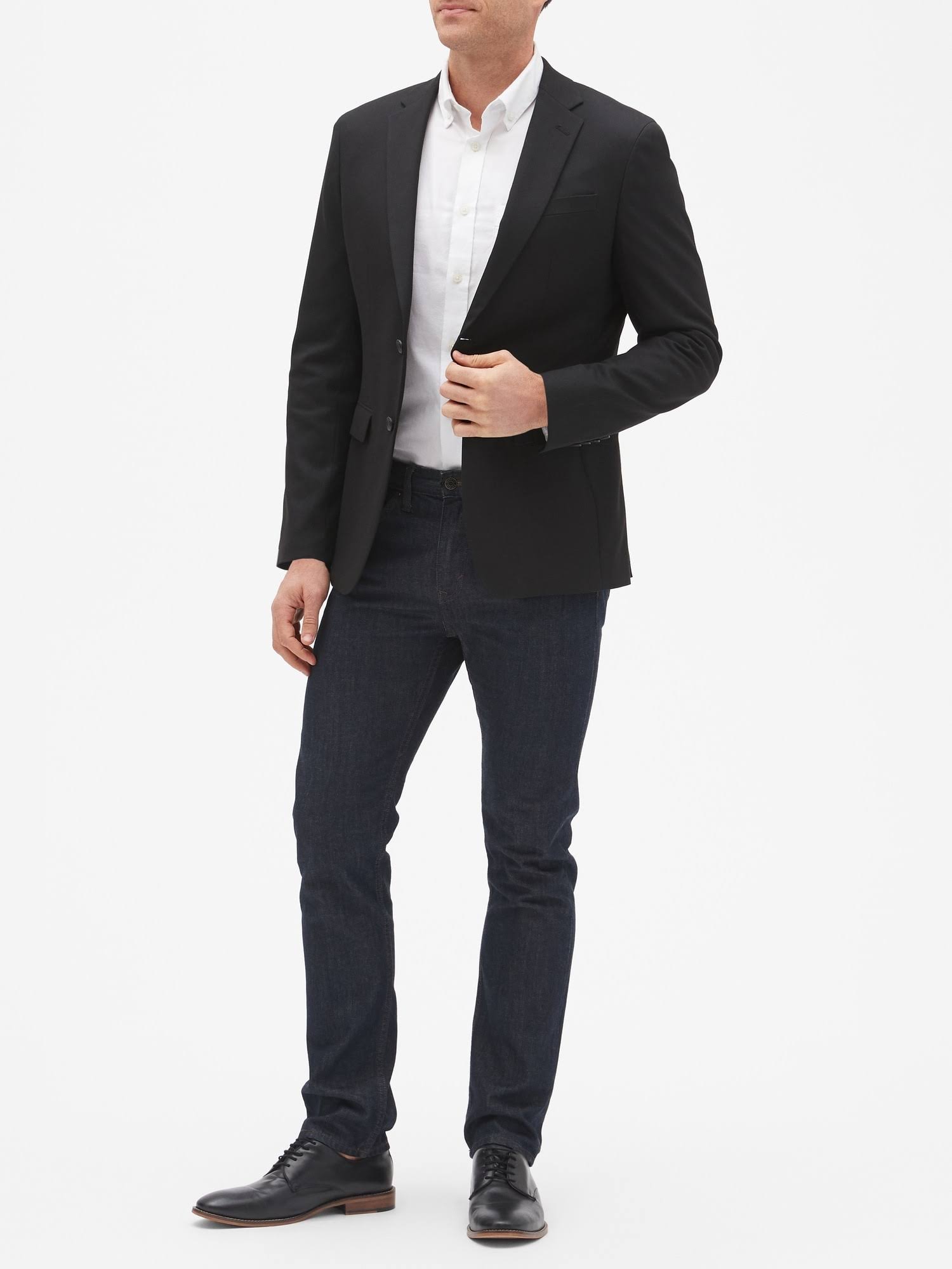 Banana Republic Factory Men's Slim-Fit Stretch Black Blazer Black Regular Size 38