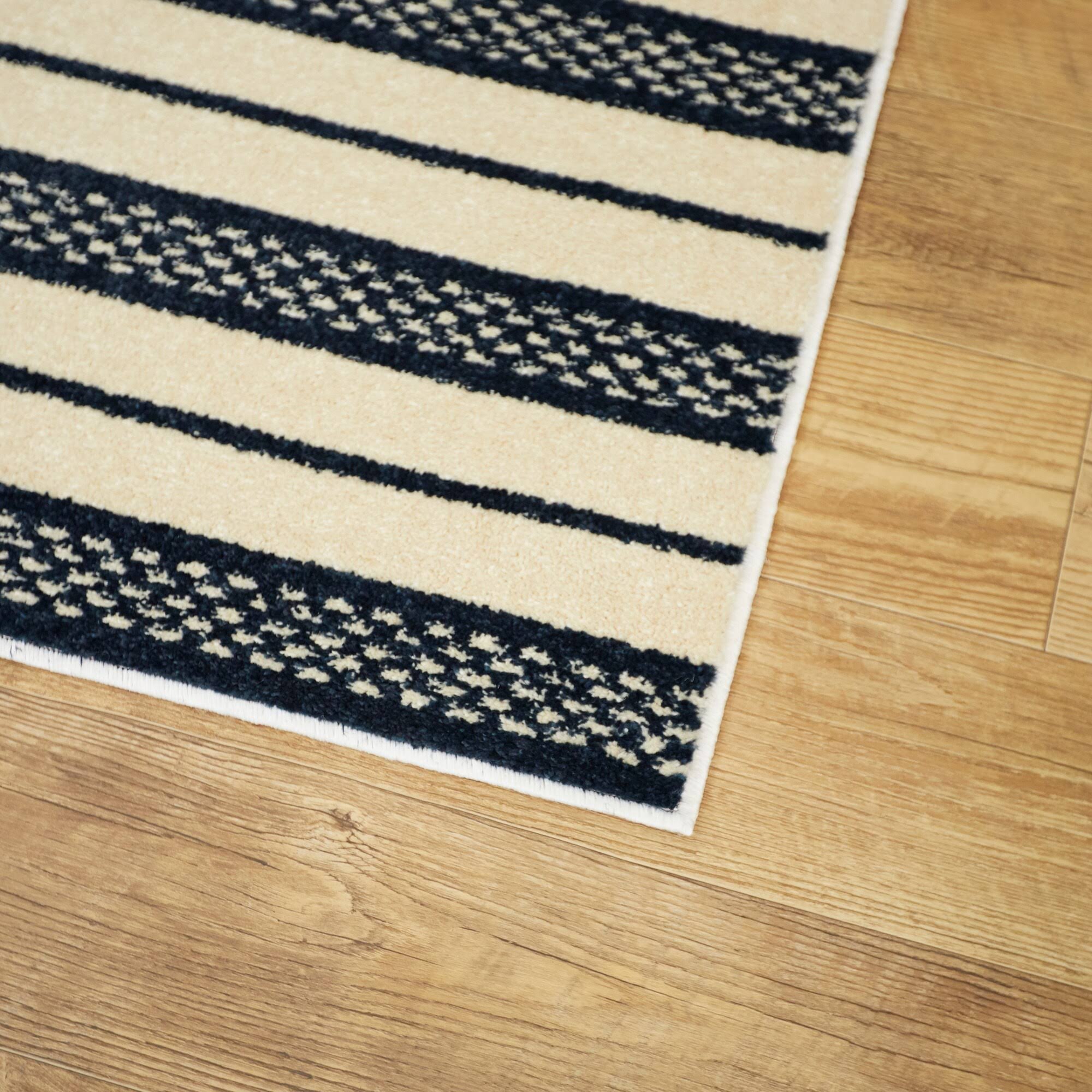 Balta Messina Cream/Navy 5 ft. x 7 ft. Striped Area Rug
