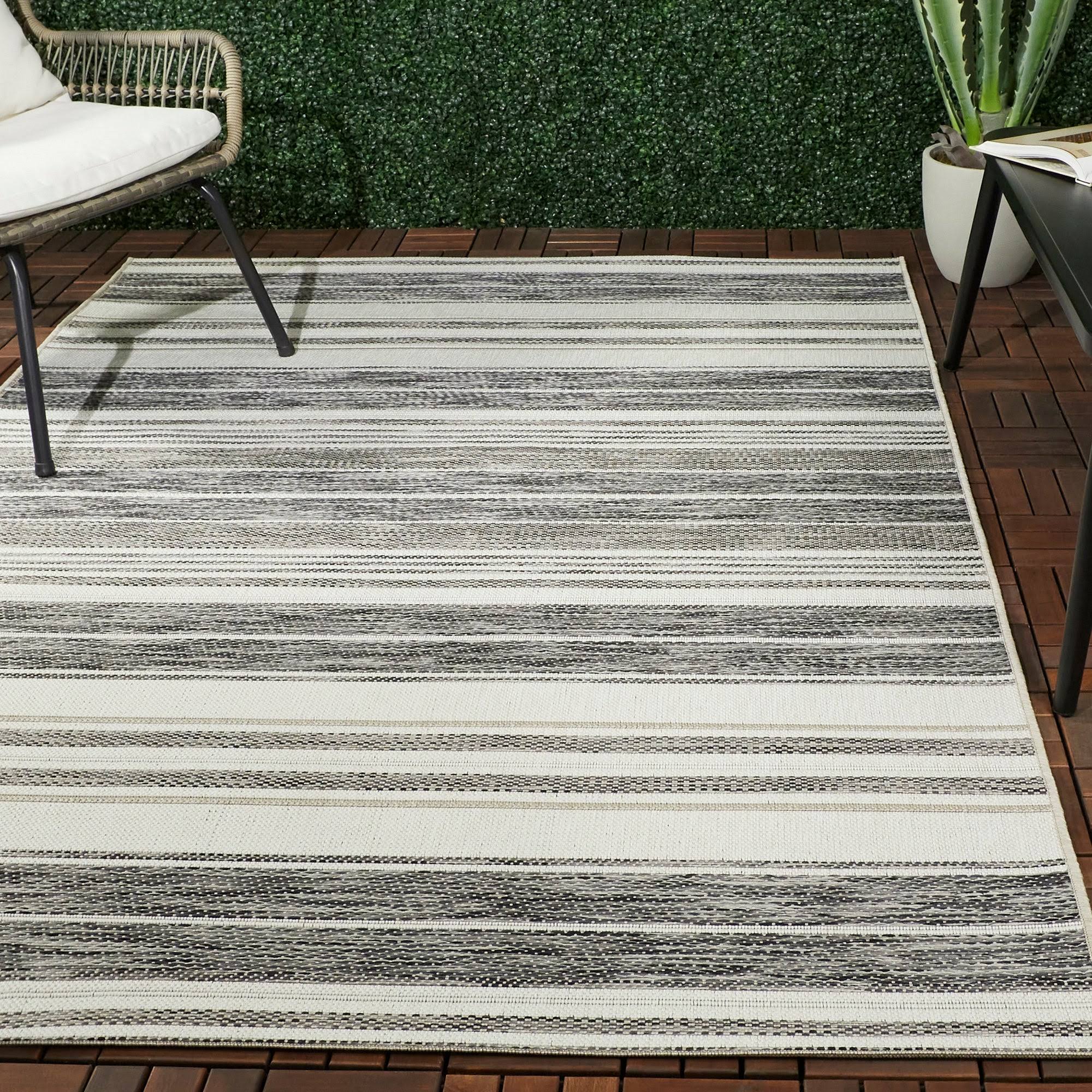 BALTA Alexie Grey 5 ft. x 7 ft. Stripe Indoor/Outdoor Area Rug