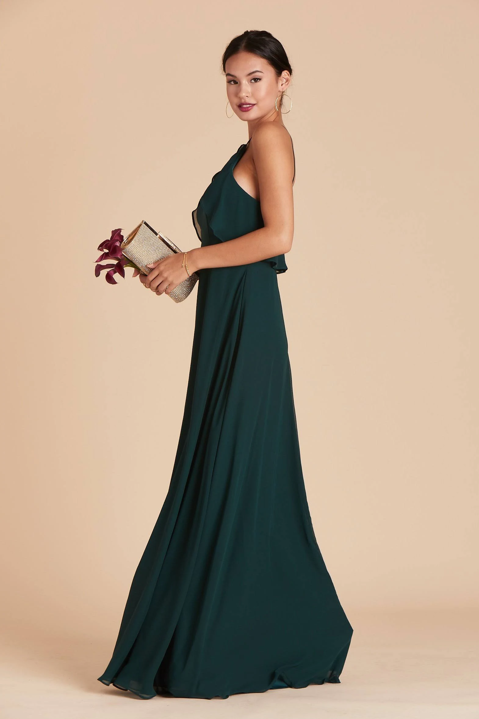 Birdy Grey Jules Chiffon Bridesmaid Dress in Emerald M / Emerald