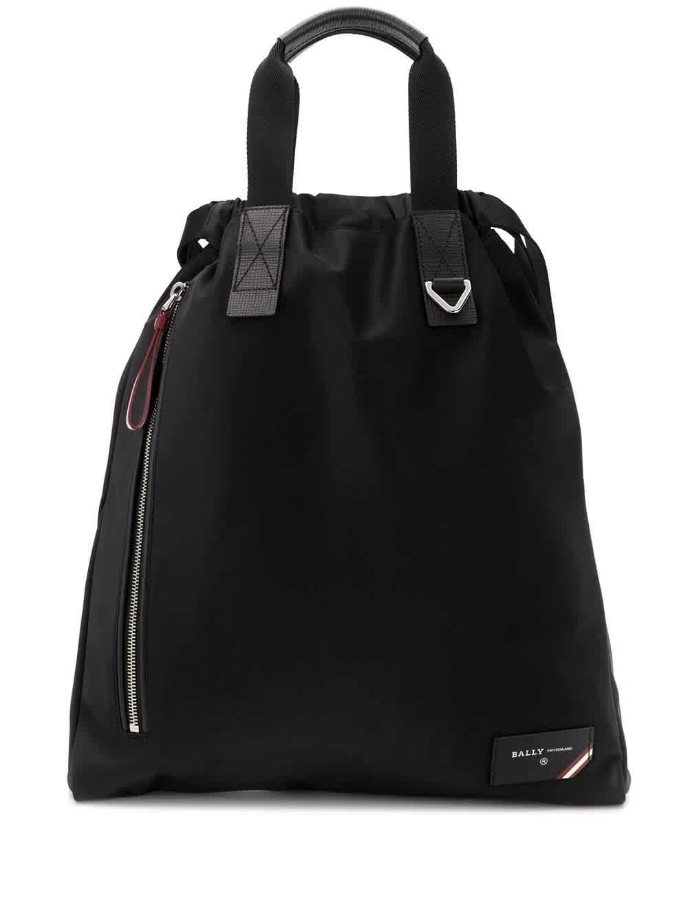 Bally Men's Black Backpack with Drawstring