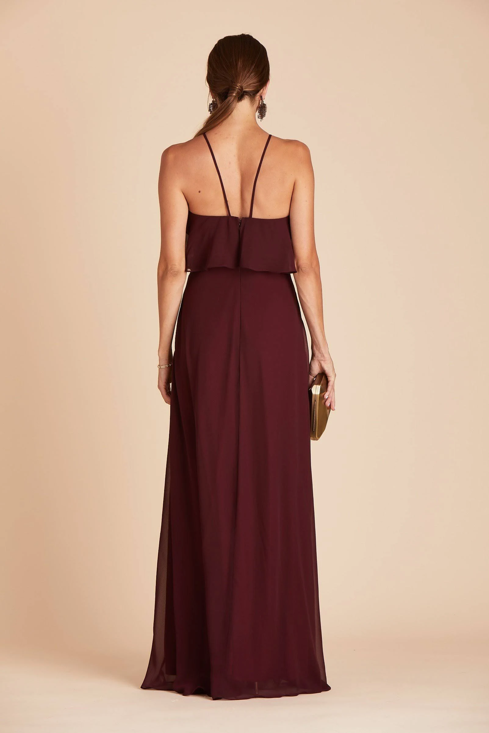 Birdy Grey Jules Chiffon Bridesmaid Dress in Cabernet M / Cabernet