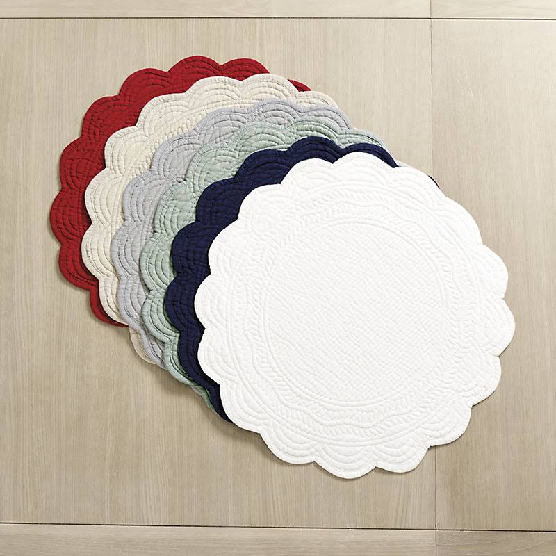 Set of 4 Marseille Linen Round Quilted Placemats Pink - Ballard Designs