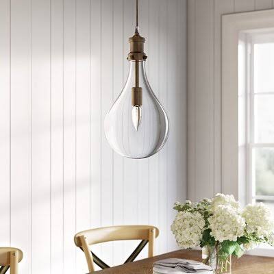 Tony 1 - Light Single Teardrop Pendant Finish: Antique Brass