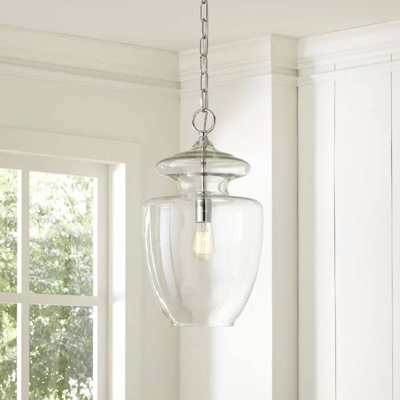 Sussex 1-Light Schoolhouse Pendant Shade Color: Clear