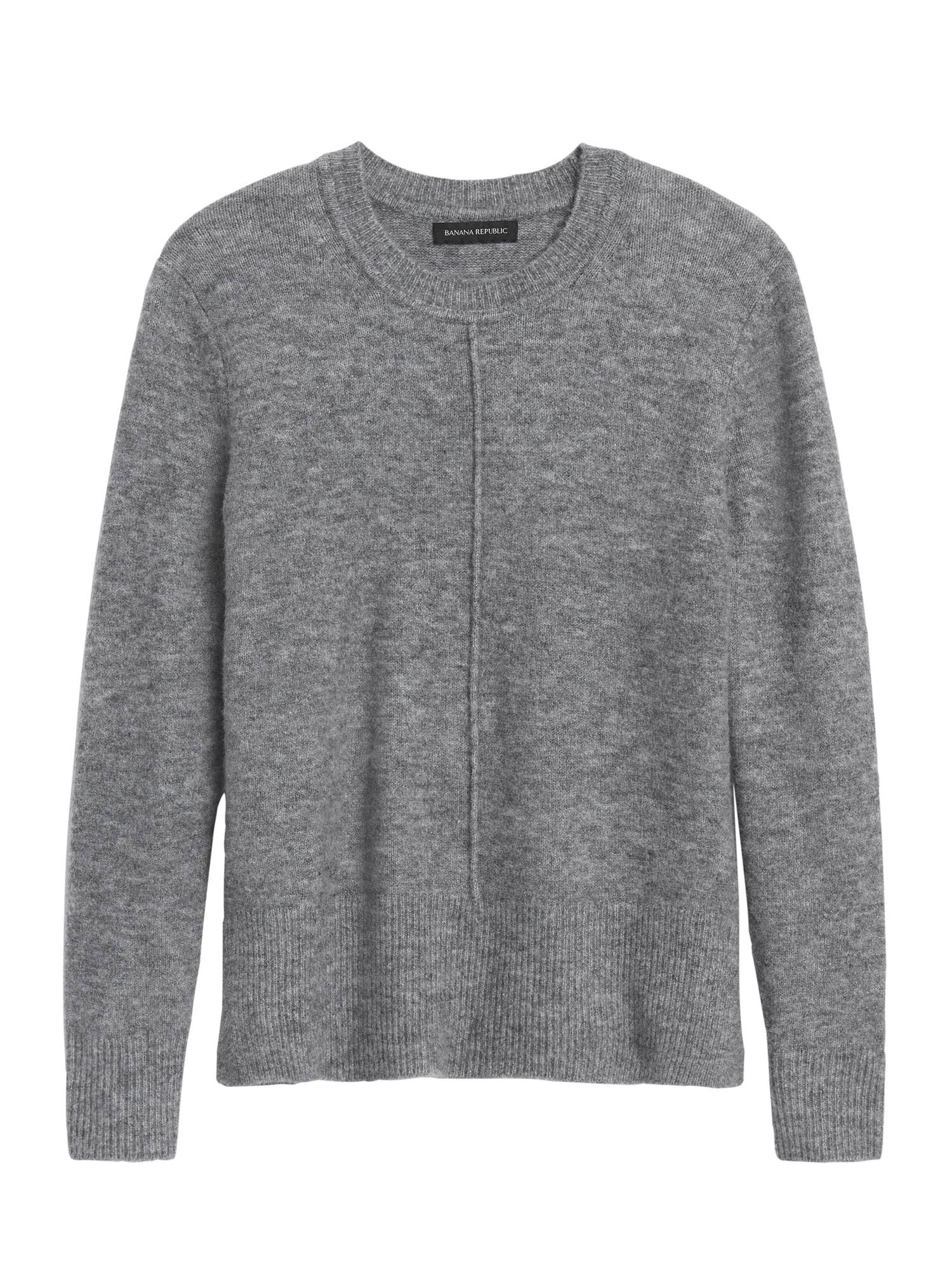 Banana Republic Women's Petite Merino-Blend Center-Seam Sweater Heather Gray Petite Size XS