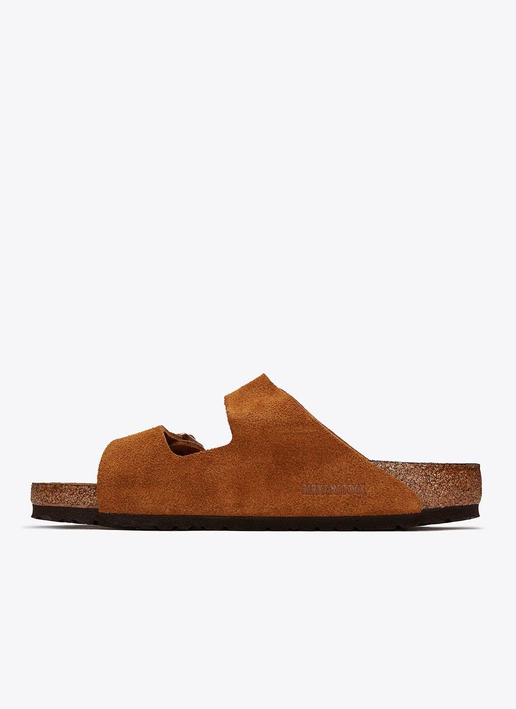 Birkenstock Arizona Suede Leather Mink Two-Strap Sandals