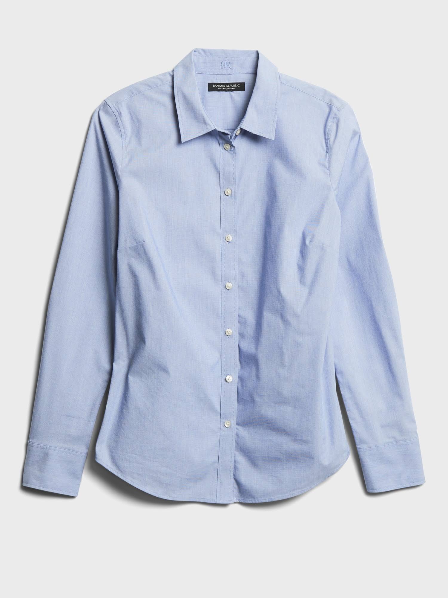 Banana Republic Women's Riley Tailored-Fit Shirt Light Blue Size 14