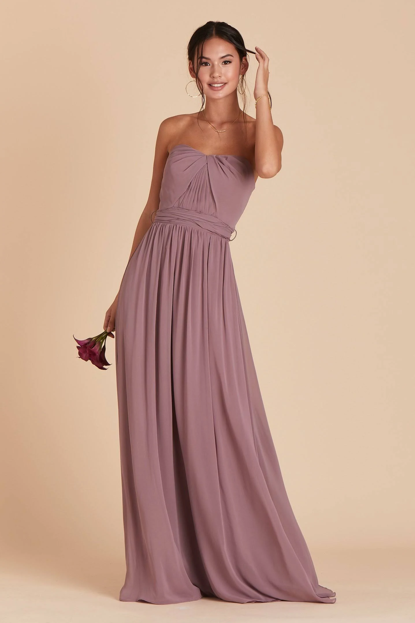 Birdy Grey Grace Convertible Chiffon Bridesmaid Dress in Dark Mauve XL / Dark Mauve