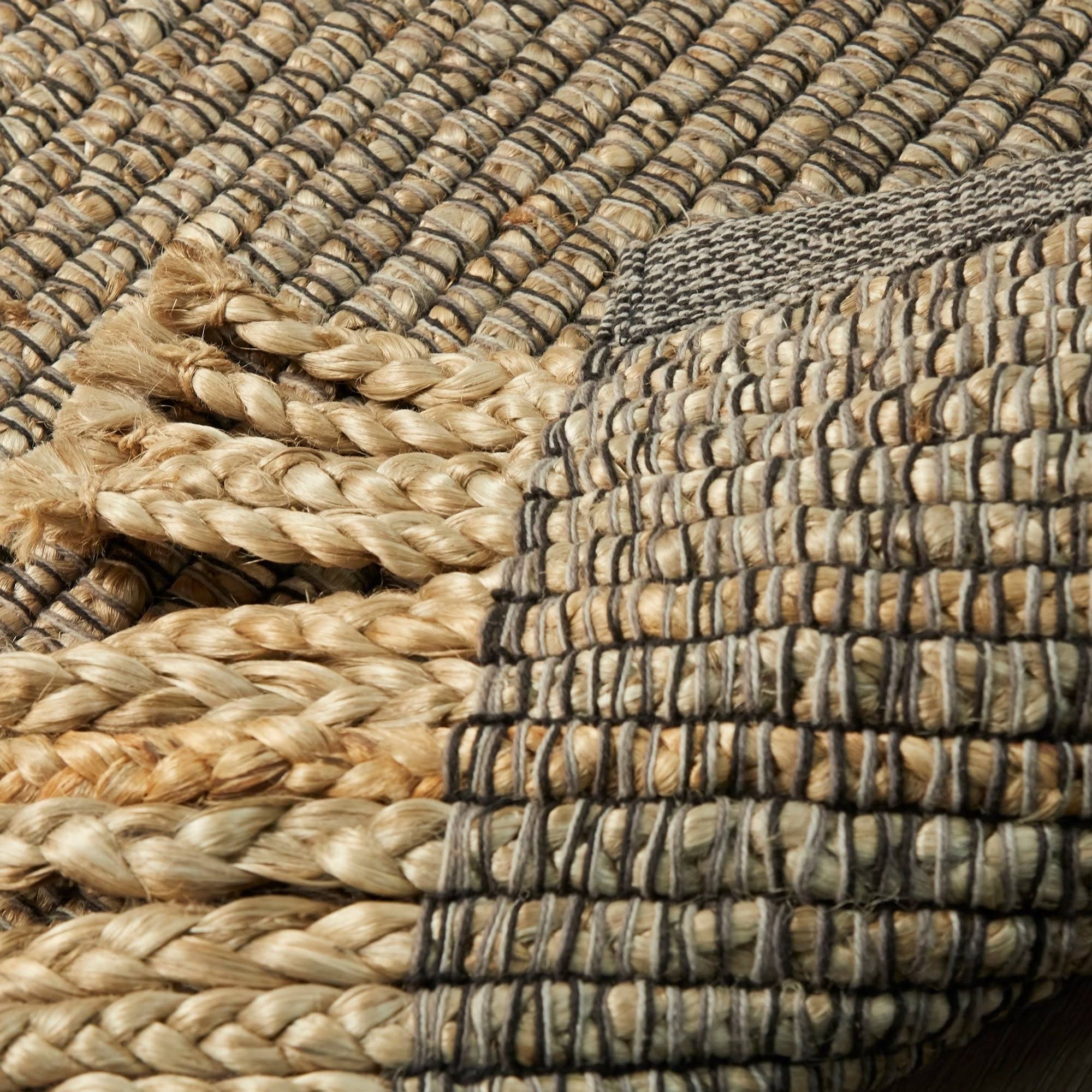 March Jute Sisal Natural Fiber Flatweave Area Rug - 2& x 7& Runner - Blue