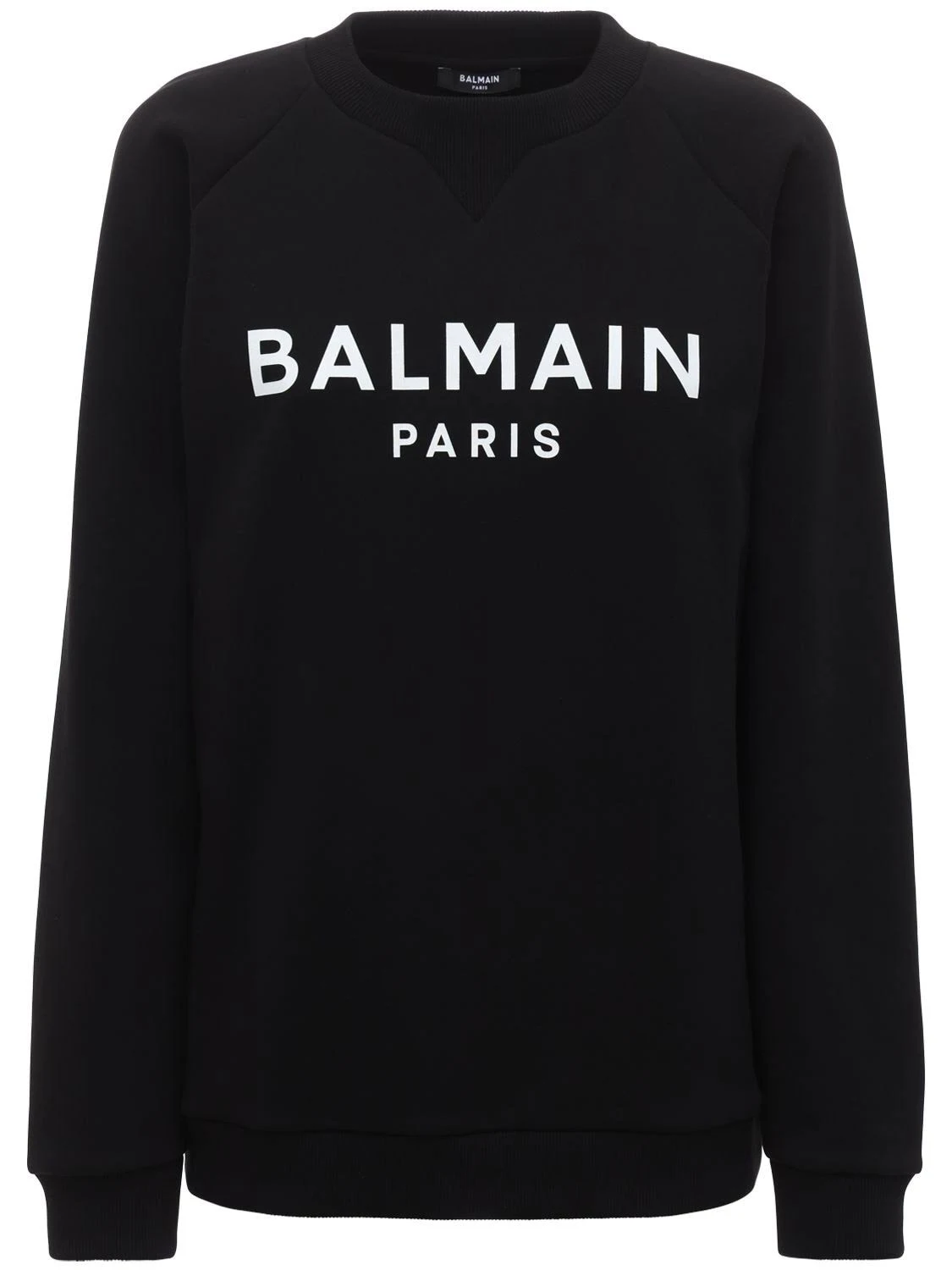 Balmain | Women Logo Printed Cotton Sweatshirt Black/white Xs