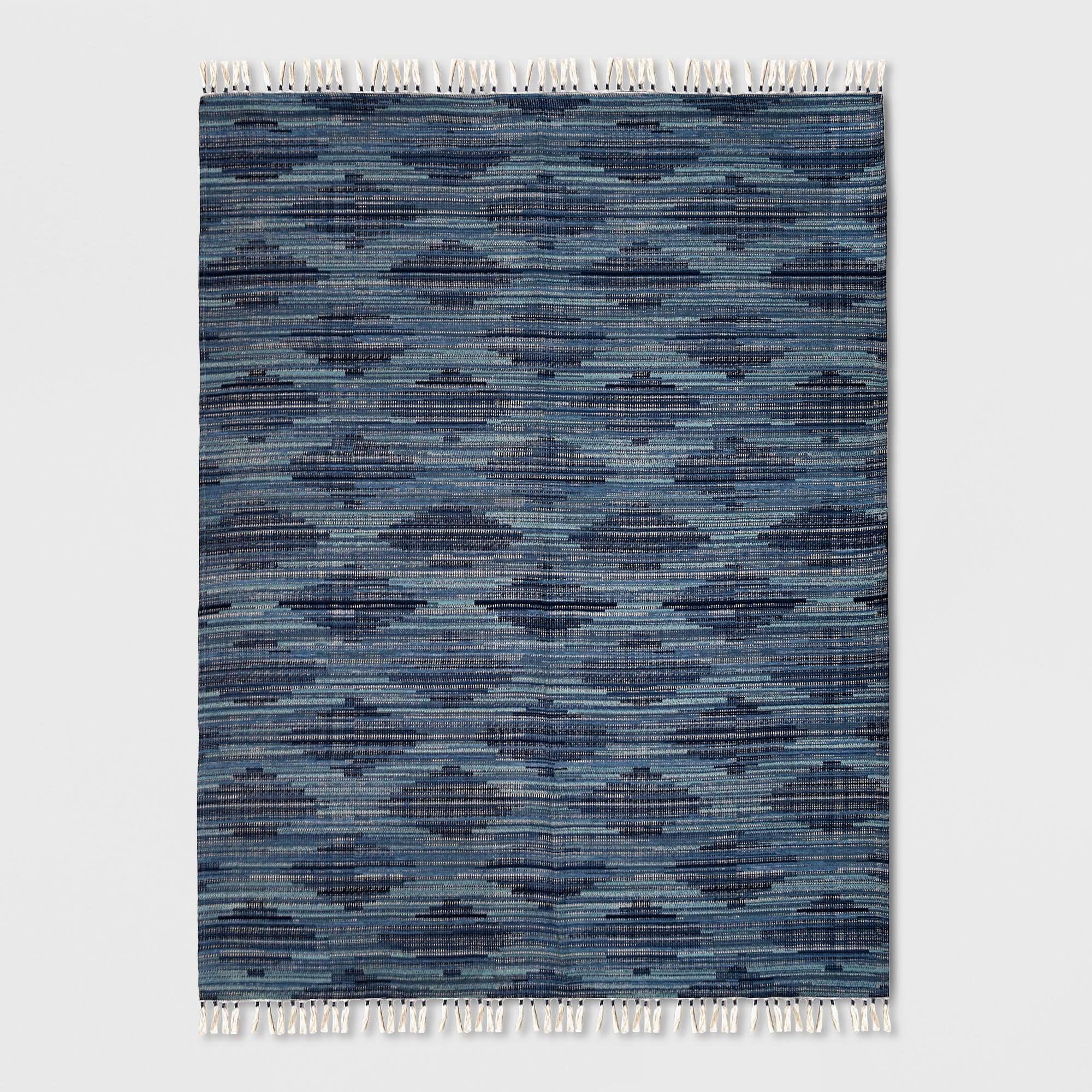 9& x 12& Diamond Tassel Outdoor Rug Blue - Opalhouse